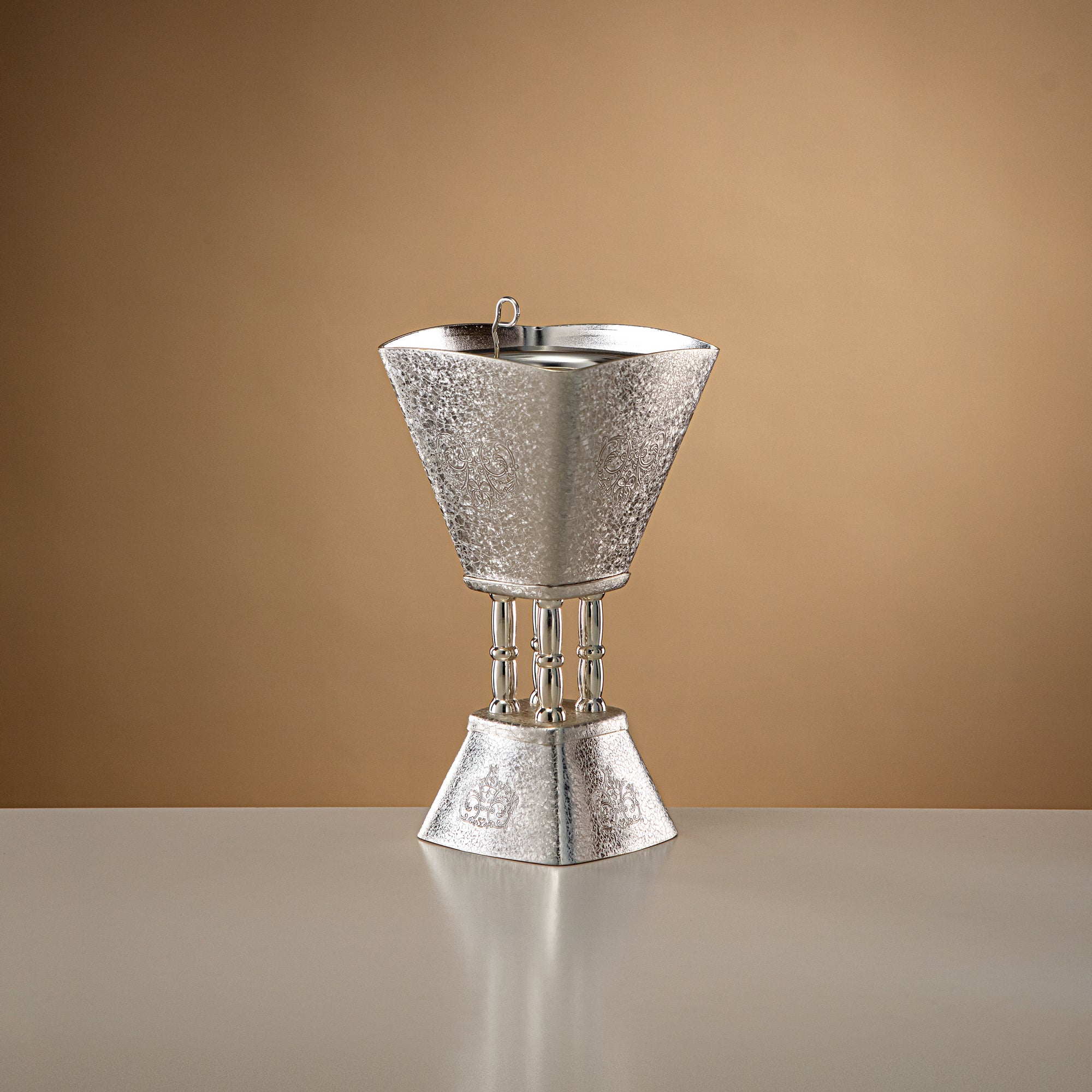 Almarjan Incense Burner Silver Crackle 20cm