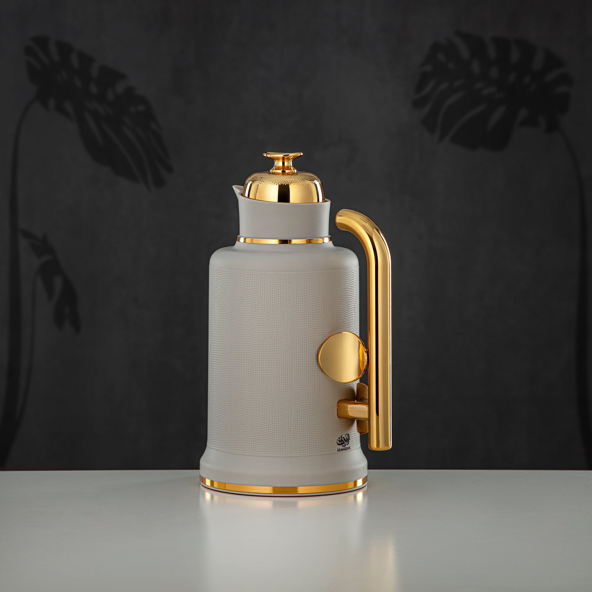 ألمرجان طقم ترامس، ABS، زر ضغط، 1 لتر + 1 لتر، رمادي مطفي وذهبي (IZ-MLSGG) - أناقة عصرية