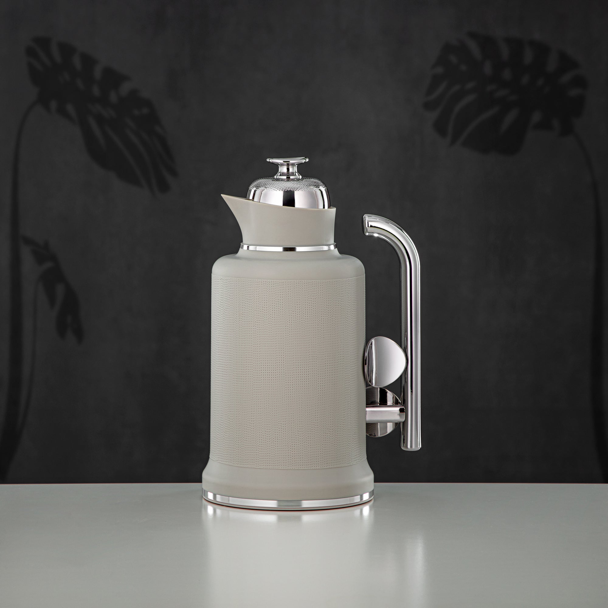 ألمرجان طقم ترامس، ABS، زر ضغط، 1 لتر + 1 لتر، رمادي مطفي وفضي (IZ-MLSGS) - أناقة عصرية