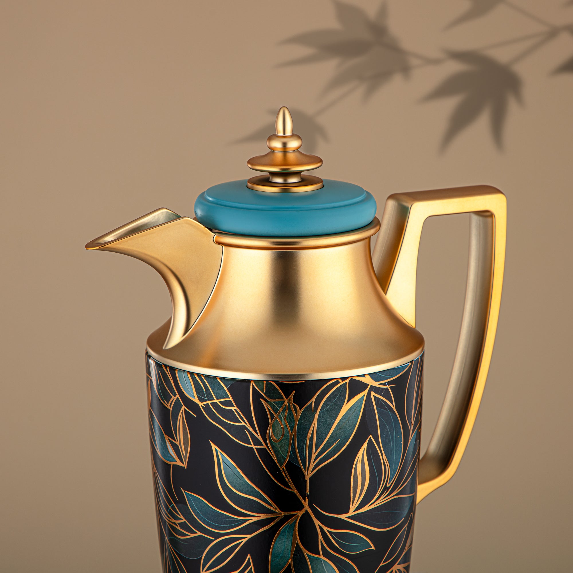 ألمرجان طقم ترامس، زر ضغط، 1 لتر + 1 لتر، مزهر ومذهب غير لامع (JBH10T/10C-AZ03G) - شاي وقهوة ترمس