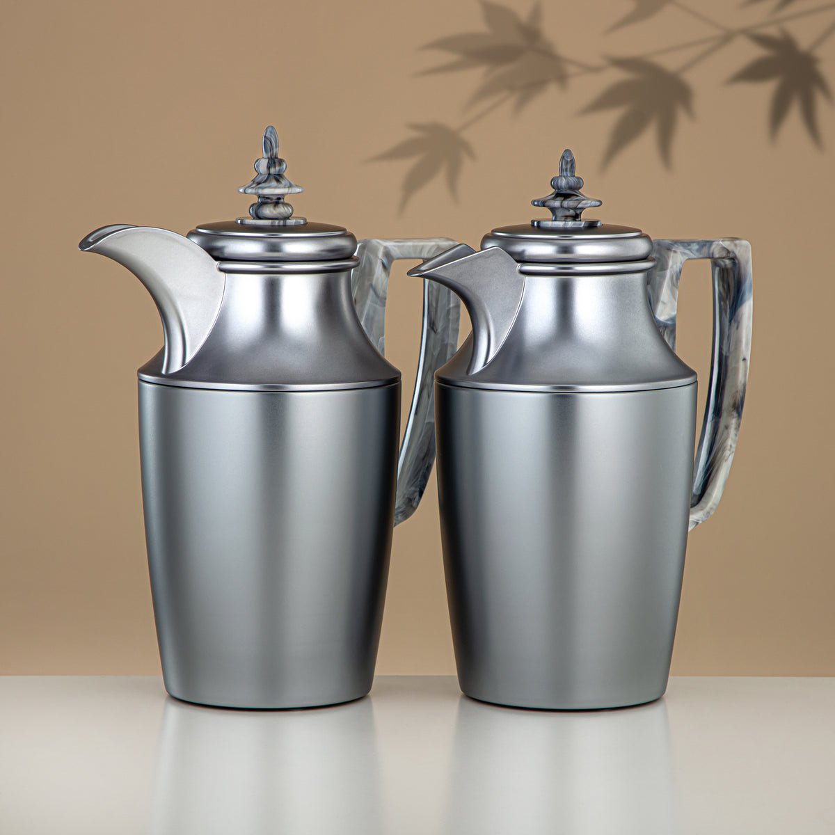 Almarjan Vacuum Flask Set, Push Button, 1L + 1L, Matt Silver (JBH10T/1