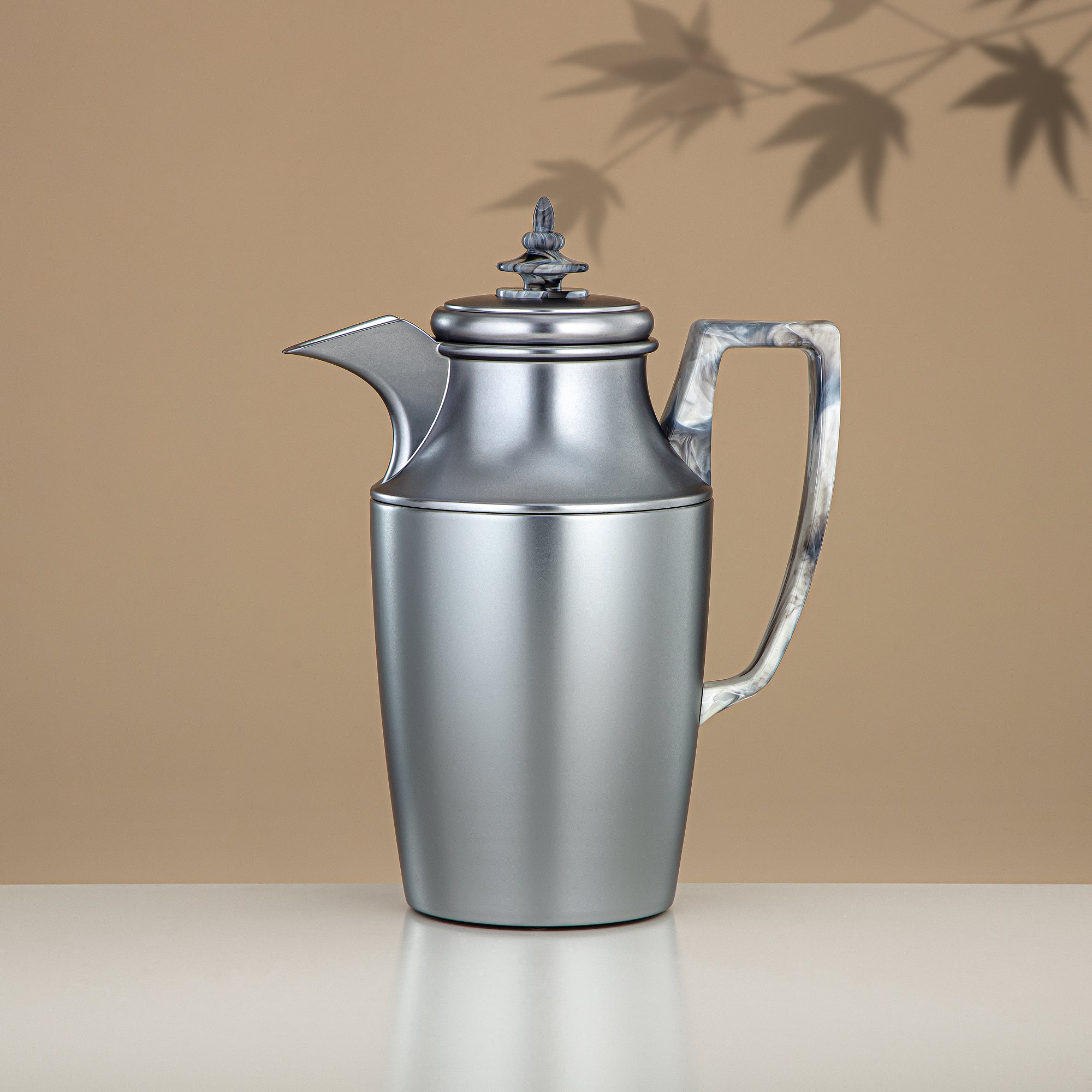 Almarjan Vacuum Flask Set, Push Button, 1L + 1L, Matt Silver (JBH10T/10C- M/S/S/M/S) - Tea & Coffee Vacuum Flask