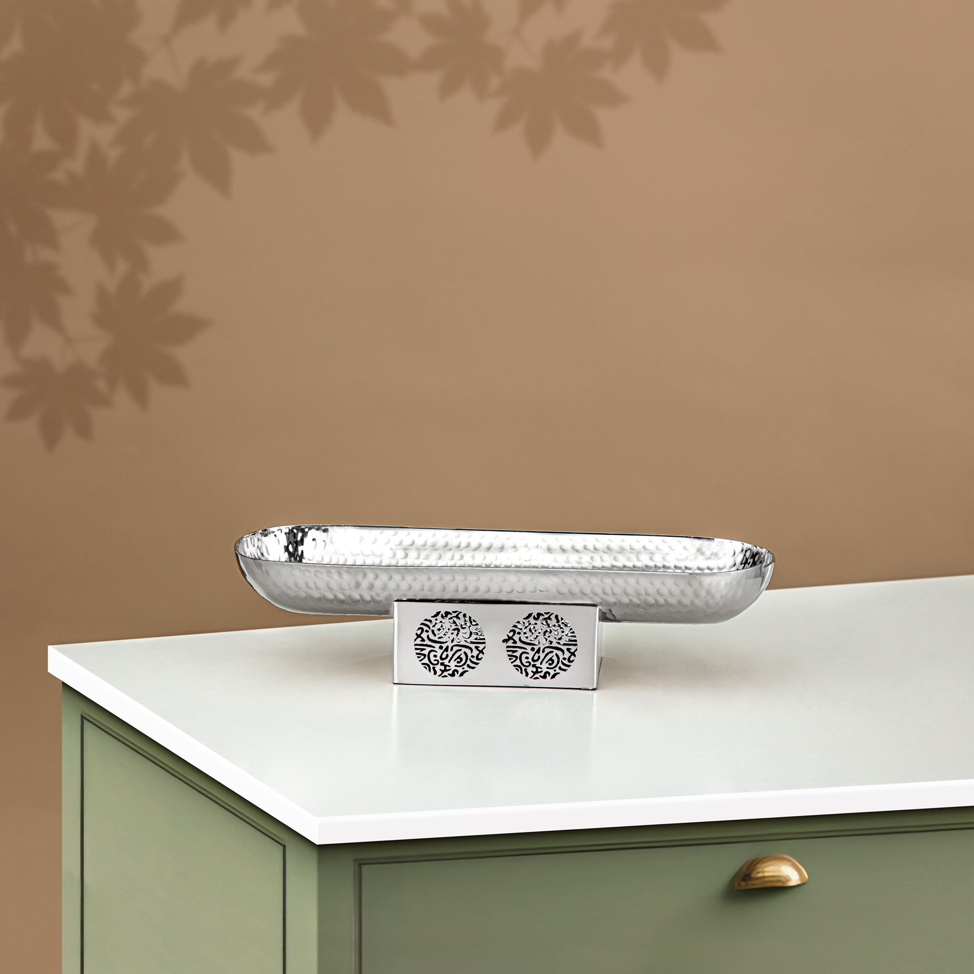 صينية تقديم المجران ستانلس ستيل، 31 سم × 9.5 سم، فضي (MD-3028 B) - أدوات تقديم أنيقة