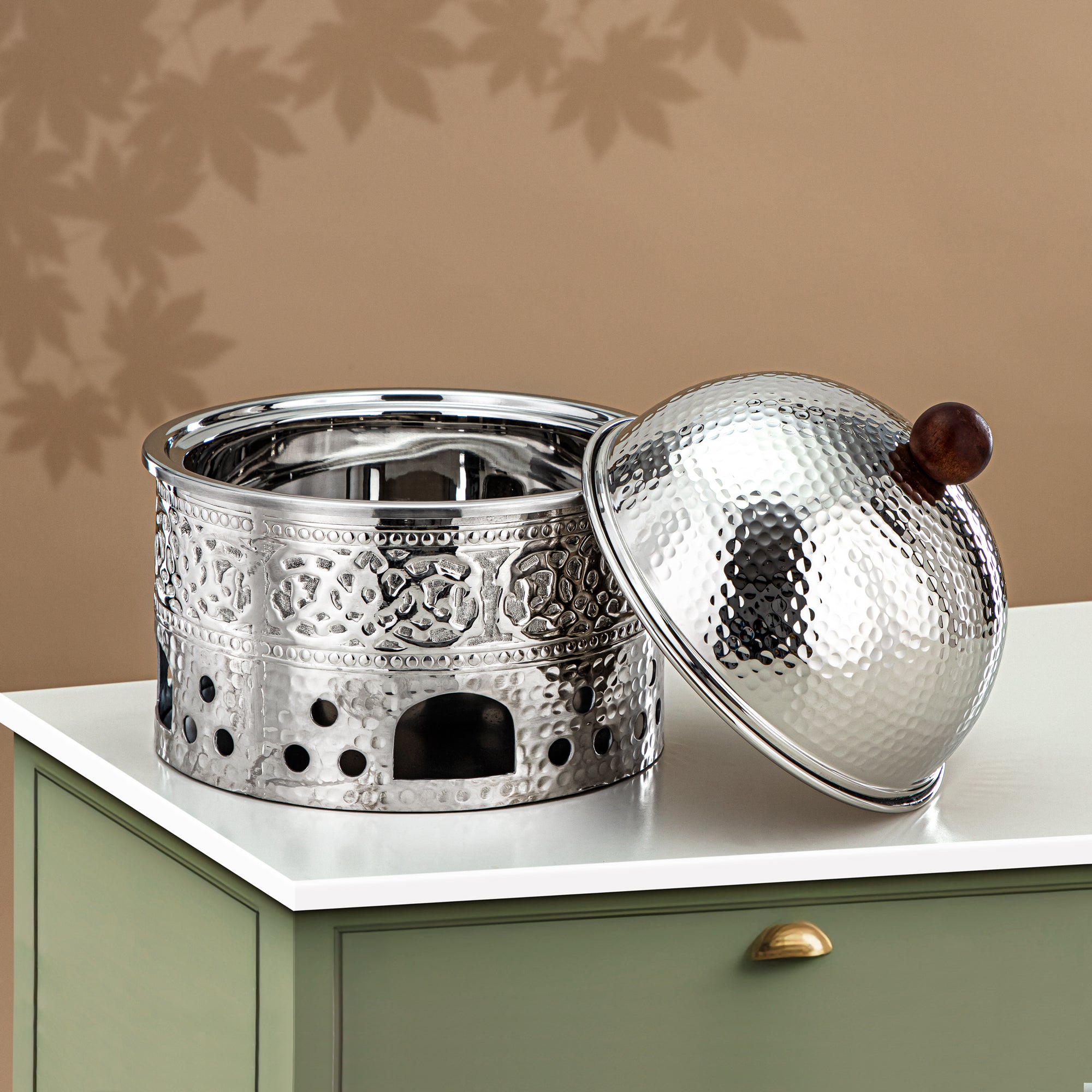 Almarjan Chafing Dish Stainless Steel, 25CM (2 Liters), Silver (MD-3041 B) - Stylish Serveware