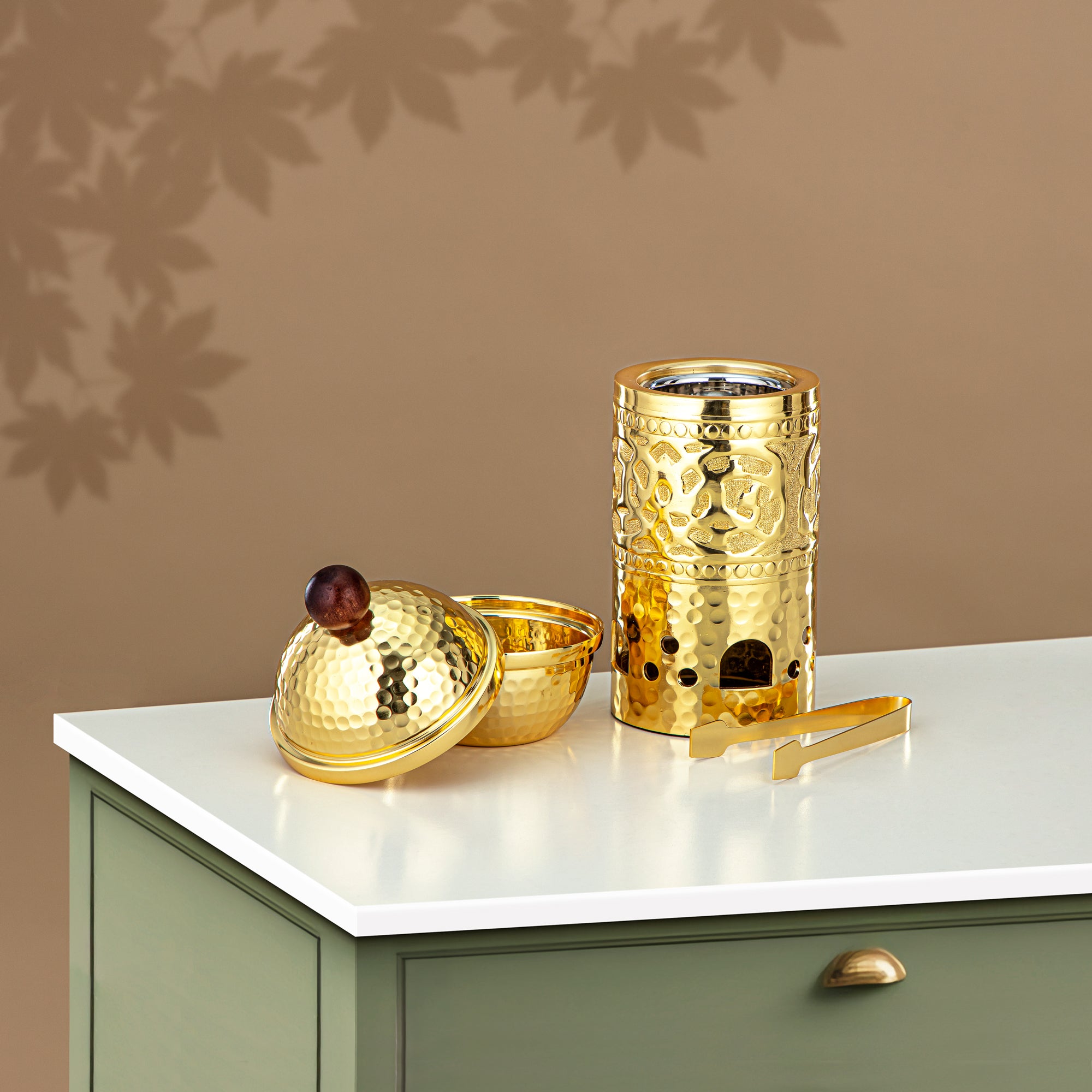 مجموعة مبخرة المارجان، ذهبية (MD-3054) - مبخرة عود