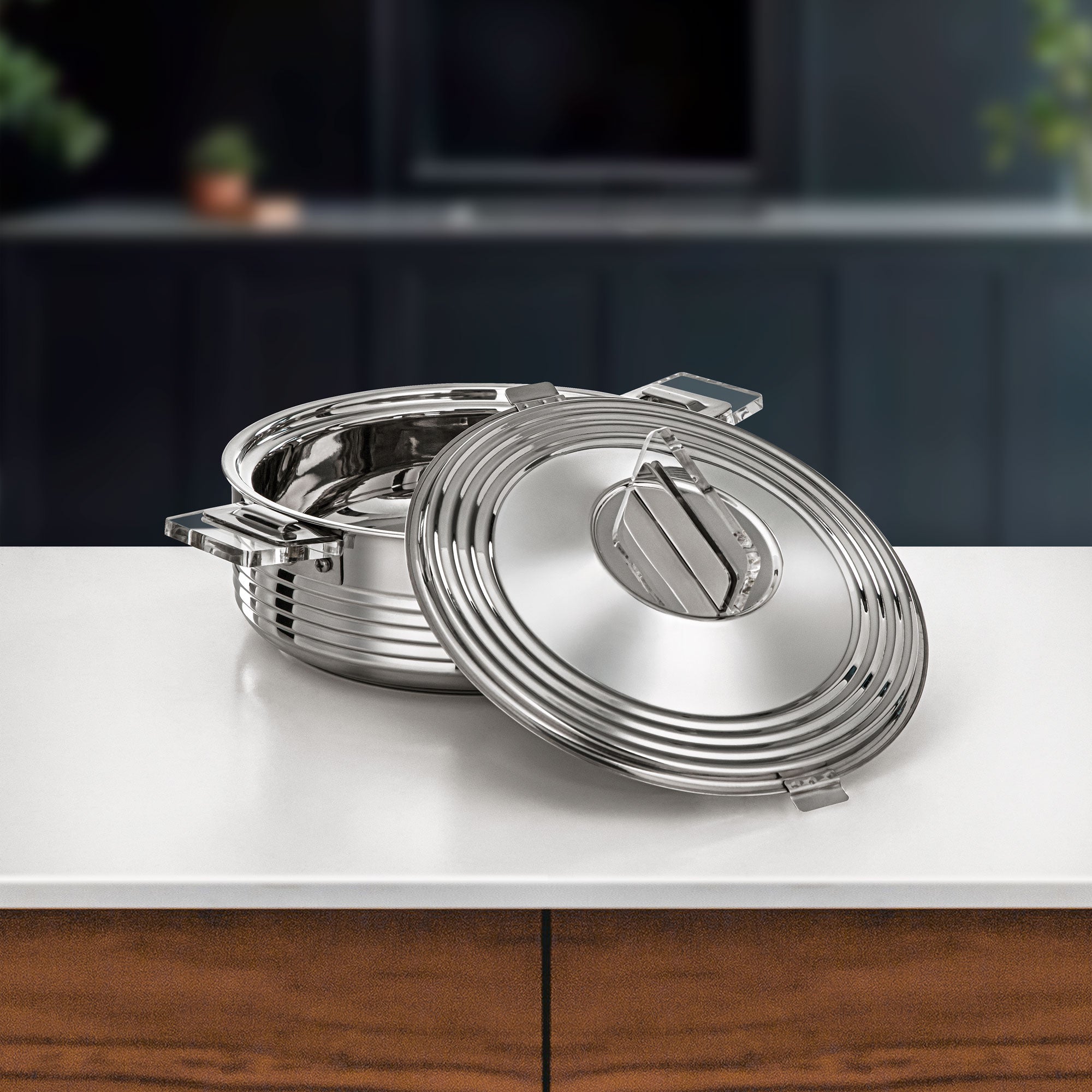 طقم حرارات المرجان مهرة من ٤ قطع ستانلس ستيل فضي (H25P3)