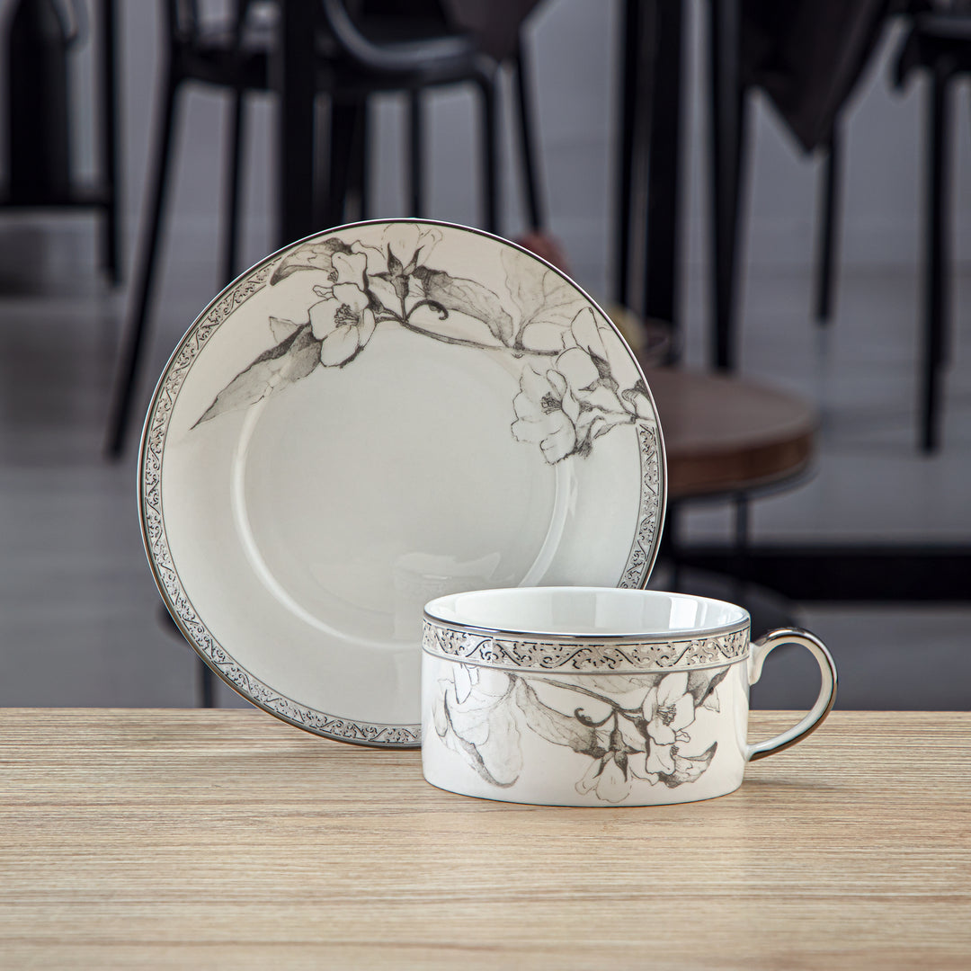 Almarjan 6 Pieces Fonon Collection Porcelain Cup & Saucer Set - 8588