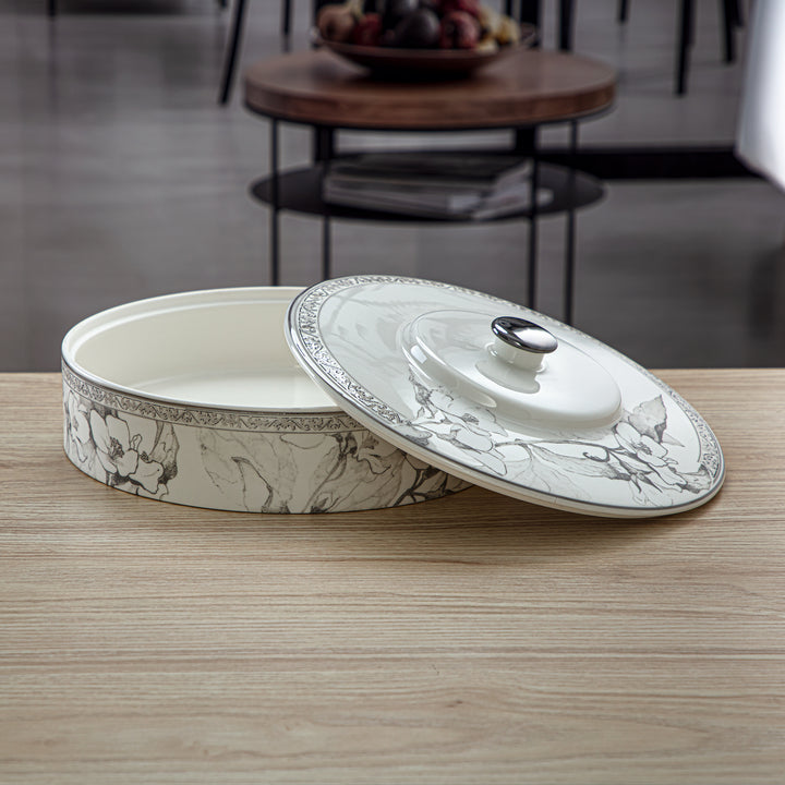 Almarjan 25 CM Fonon Collection Porcelain Bowl With Cover - 8588