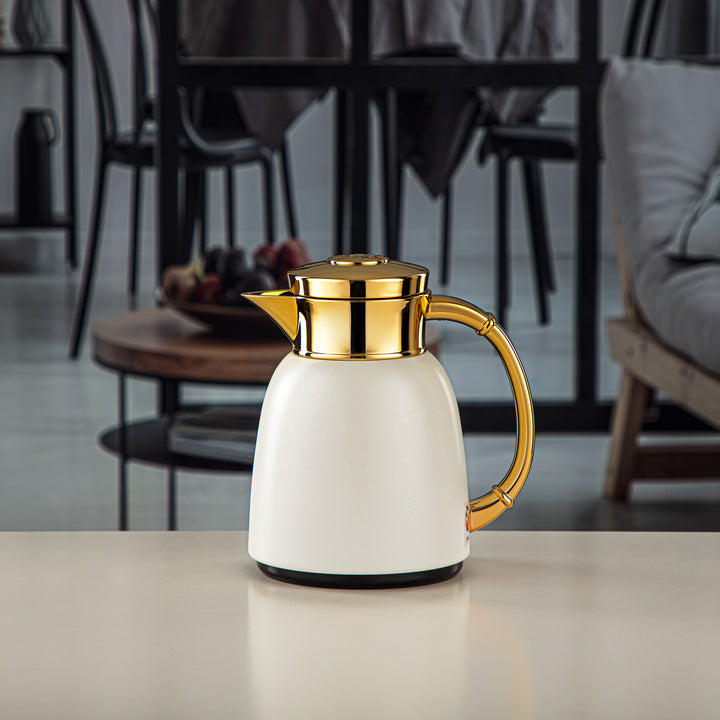 Almarjan 0.35 Liter Vacuum Flask Pearl White & Gold - QVC-0350Q330YZC95