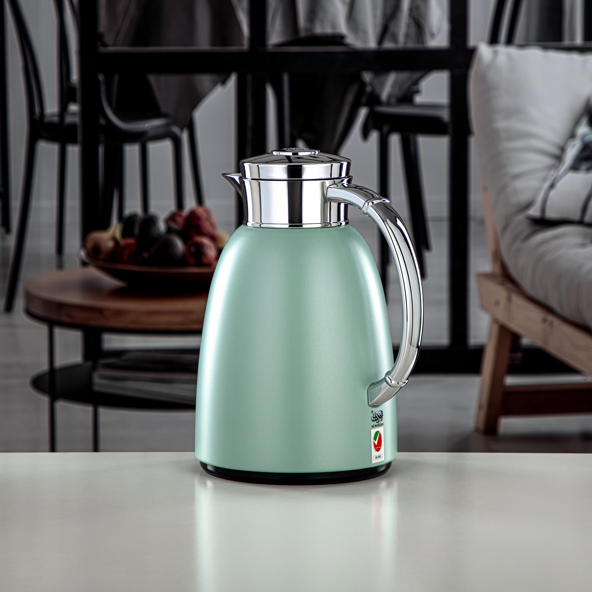 Almarjan Vacuum Flask 1.0L (QVC-1000Q405YZC) - Push Button, Light Green | Modern Serveware