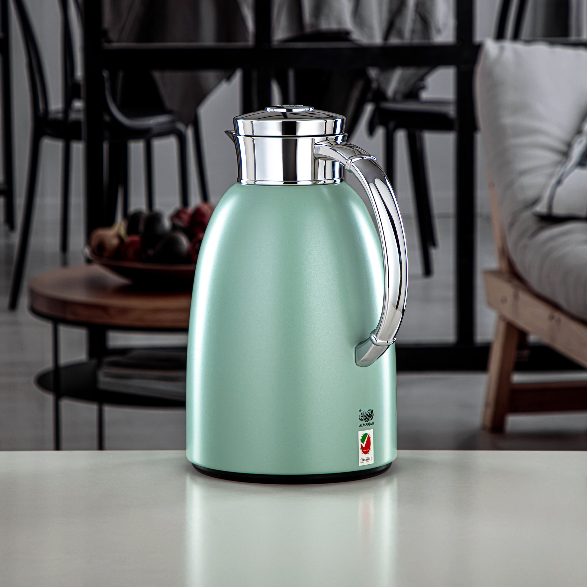 Almarjan Vacuum Flask 1.6L (QVC-1600Q405YZC) - Push Button, Light Green | Modern Serveware