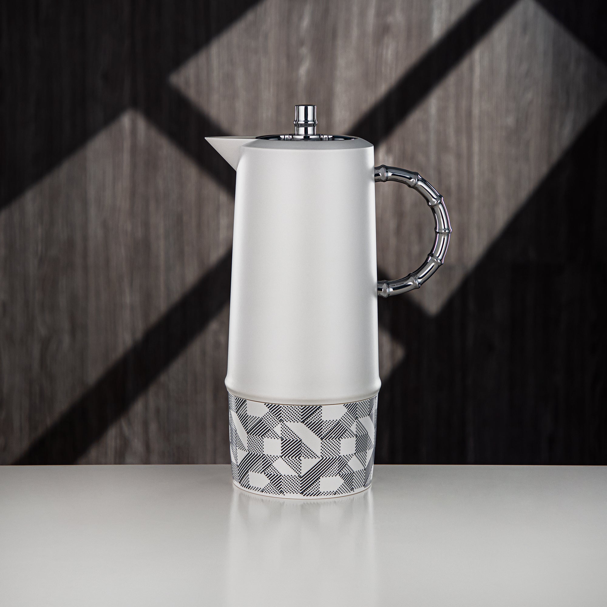 Almarjan Vacuum Flask Set, Push Button, ABS, 0.6L + 1L, White & Silver (SJ28WB) - Serving Tea & Coffee