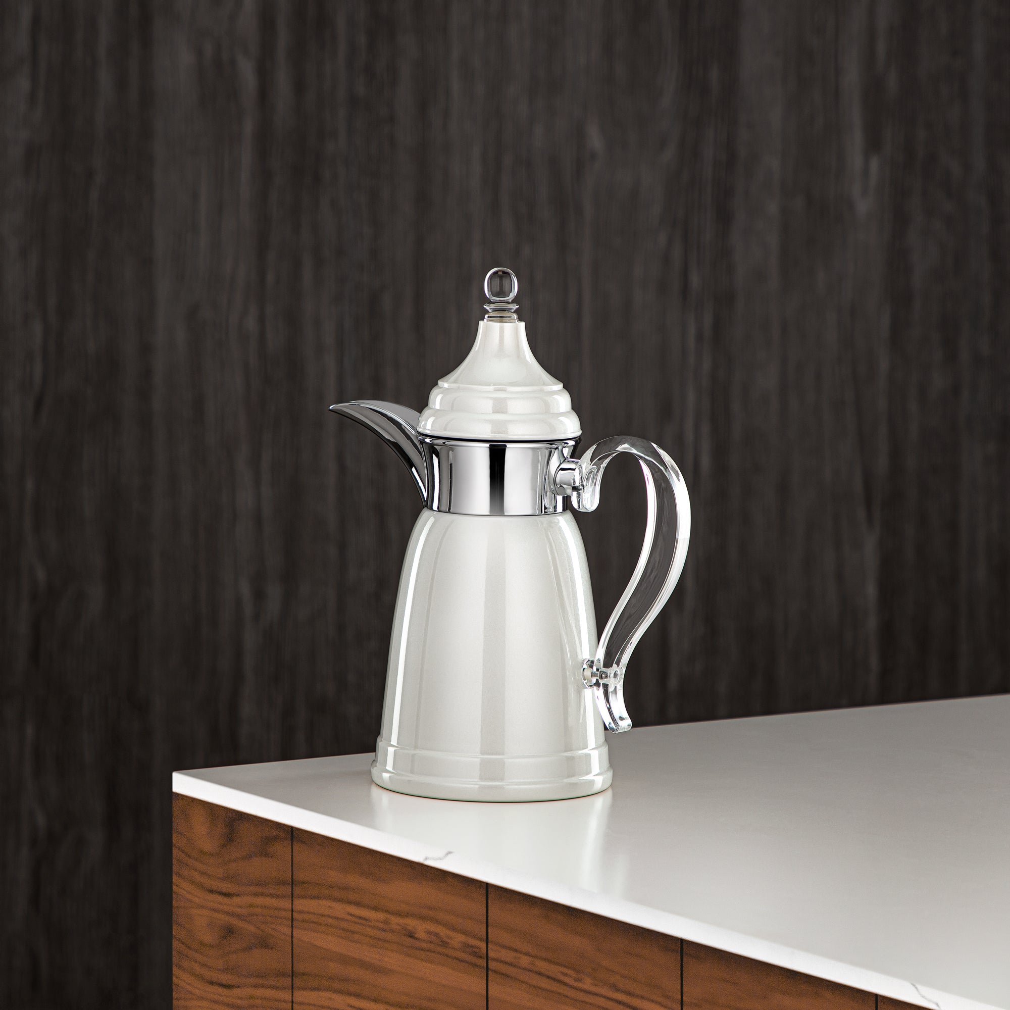 المرجان 350 مل جدار مزدوج من ستانلس ستيل لؤلؤية بيضاء وفضية - SM-2E02-035 PW/C