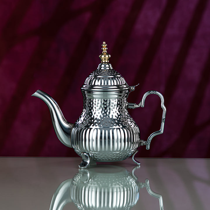 Almarjan 0.8 Liter Marabaa Collection Stainless Steel Teapot Silver & Gold - STS0012997
