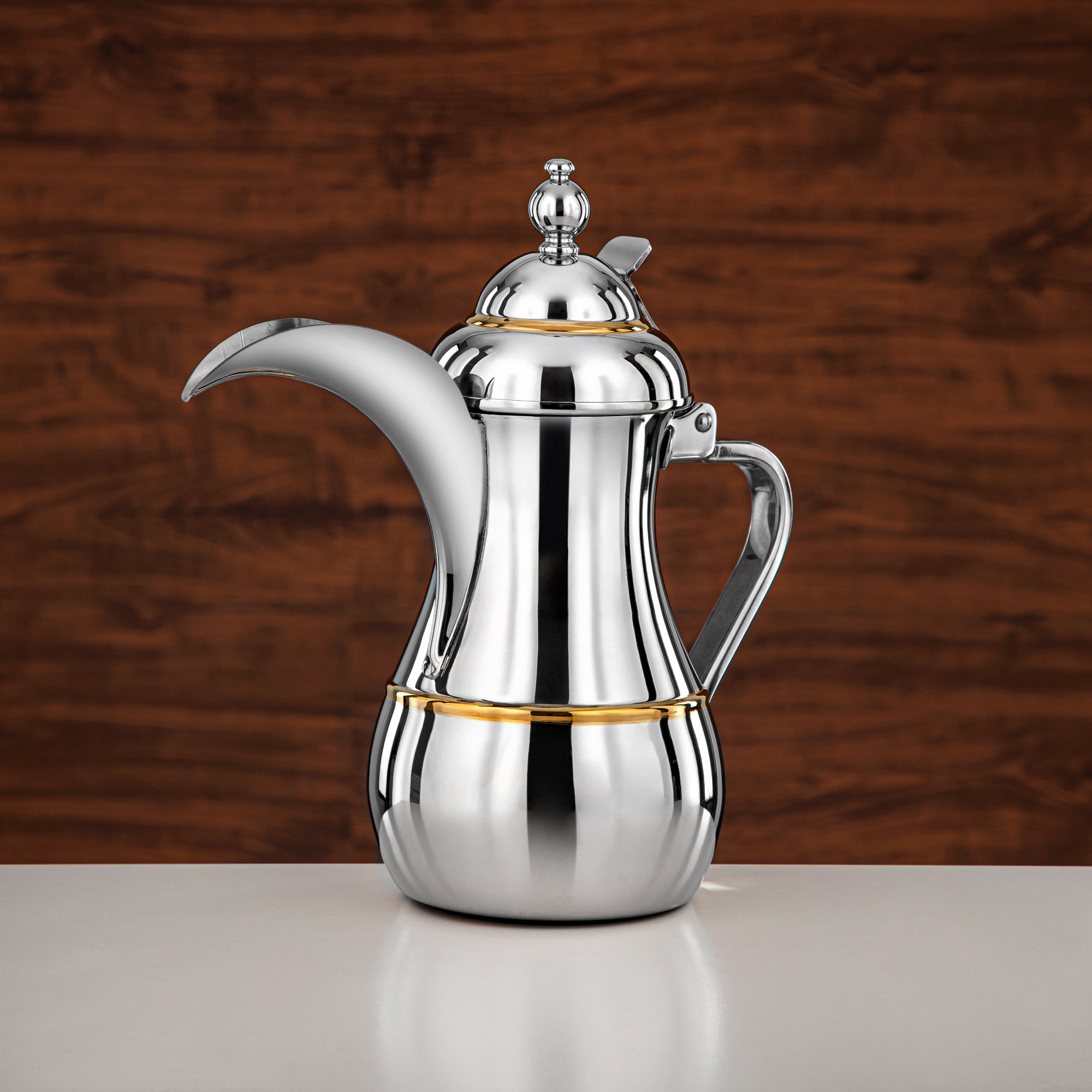 Almarjan Dallah 48oz Silver Gold – Elegance
