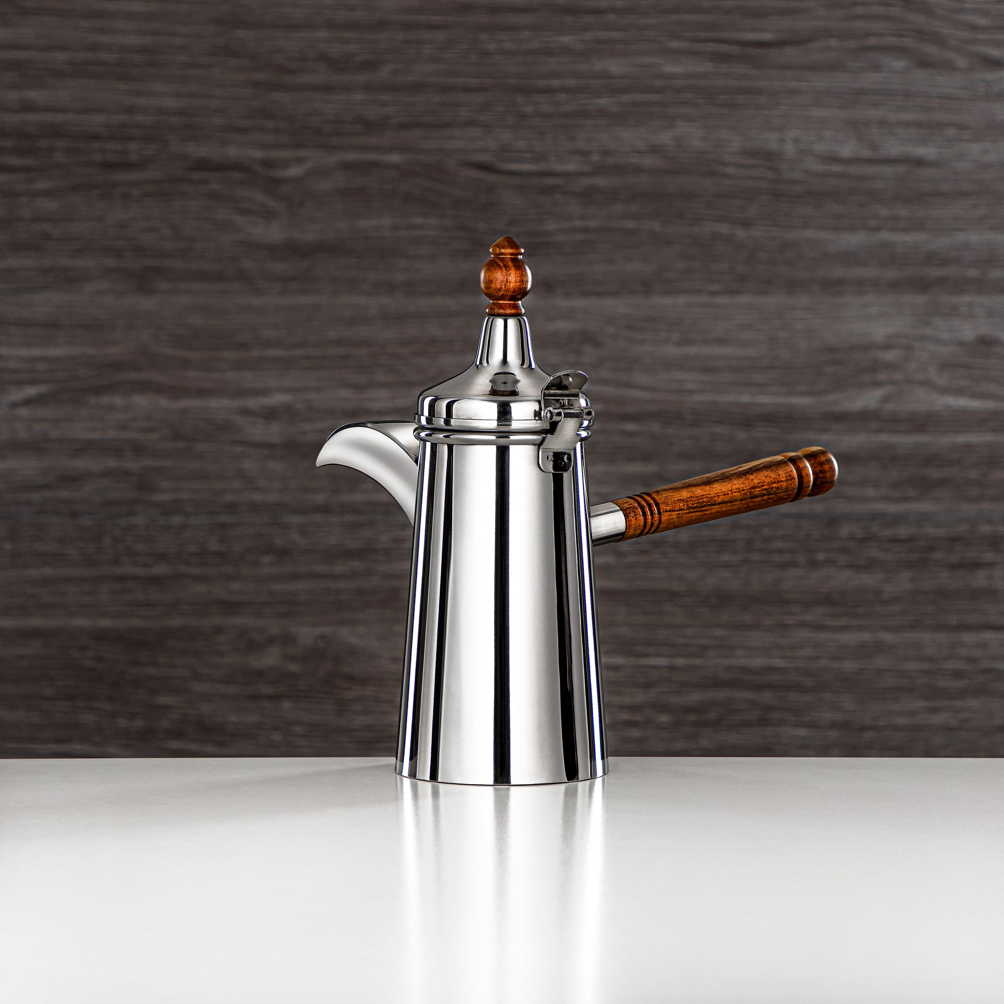 Almarjan Coffee Warmer Stainless Steel 18oz – Barari (Wooden Handle)