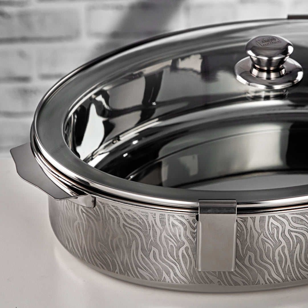 Almarjan 40 CM Mandi Collection Stainless Steel Hot Pot With Glass Cover Silver - H24P1