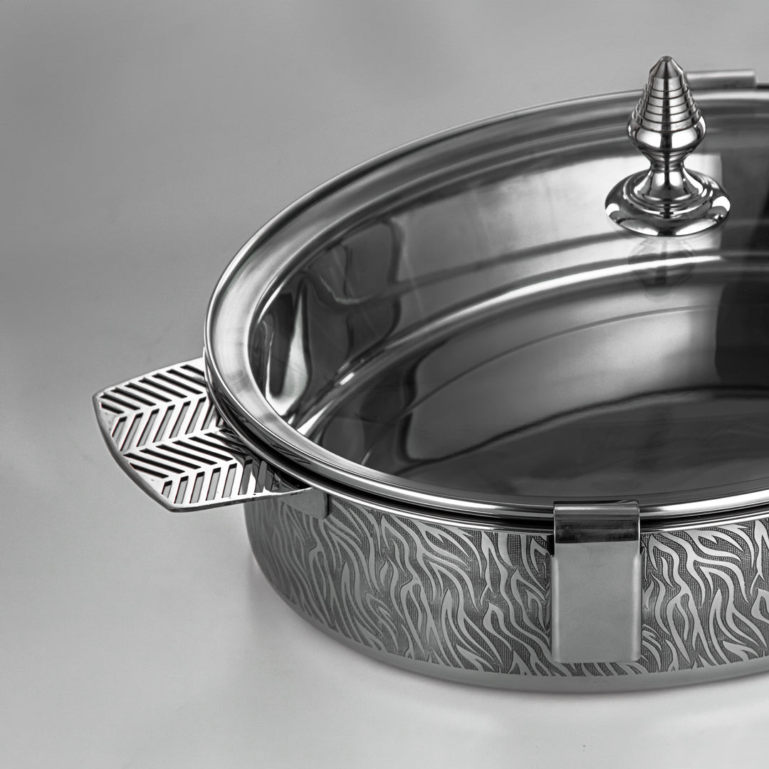 Almarjan 30 CM Mandi Collection Stainless Steel Hot Pot With Glass Cover Silver - H23P1E