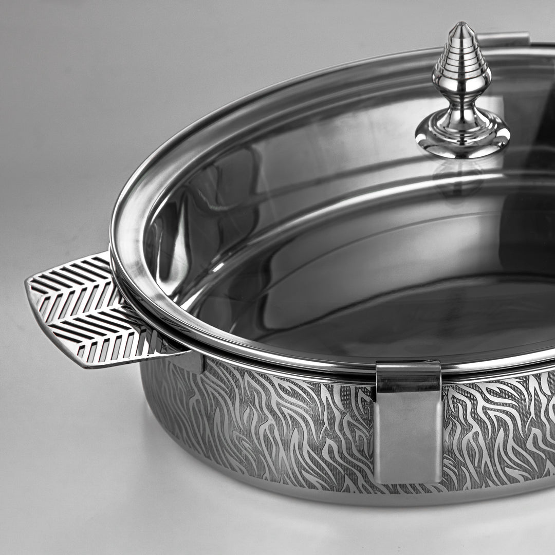 Almarjan 40 CM Mandi Collection Stainless Steel Hot Pot With Glass Cover Silver - H23P1E