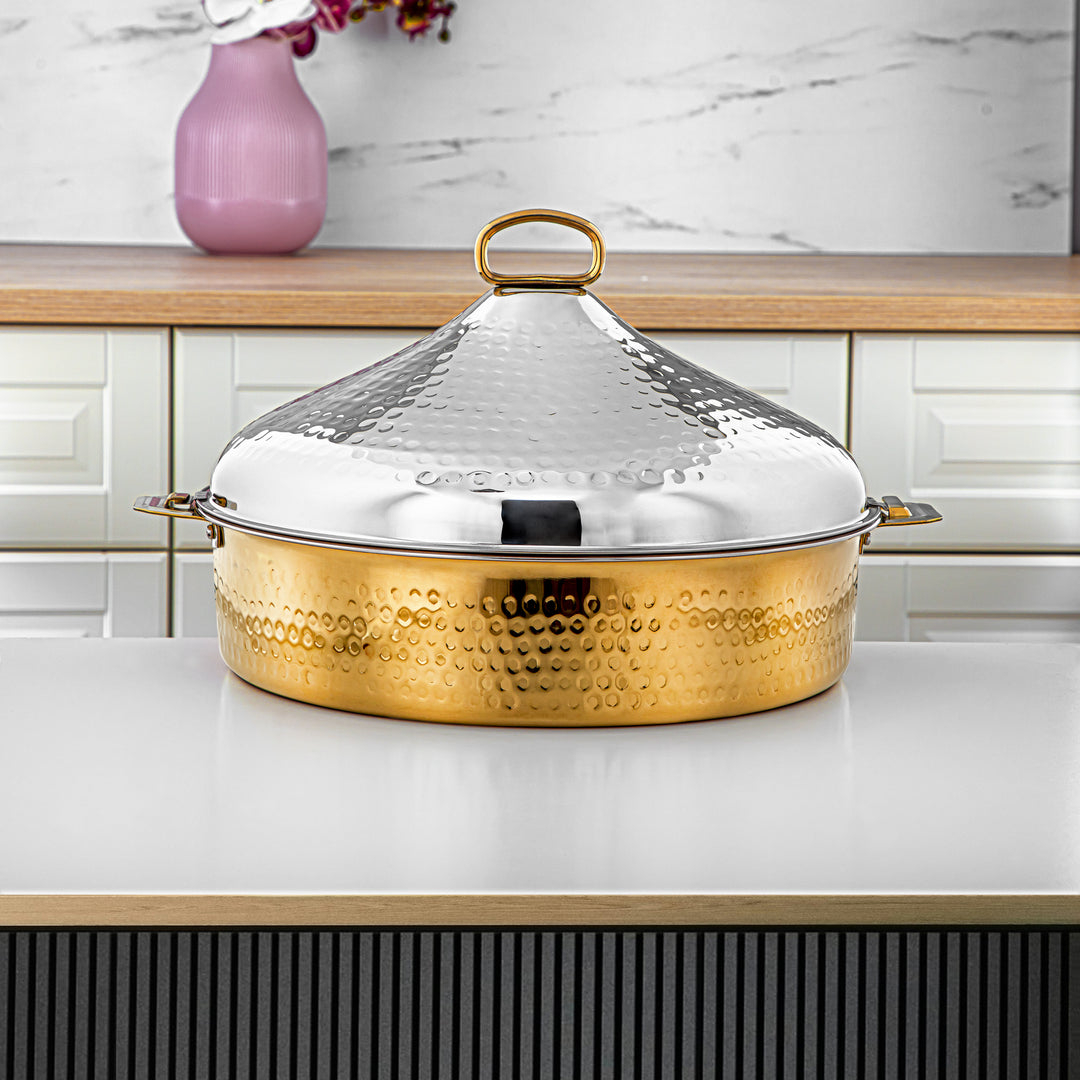 Almarjan 35 CM Abeer Collection Stainless Steel Hot Pot Silver & Gold - H24M20PG