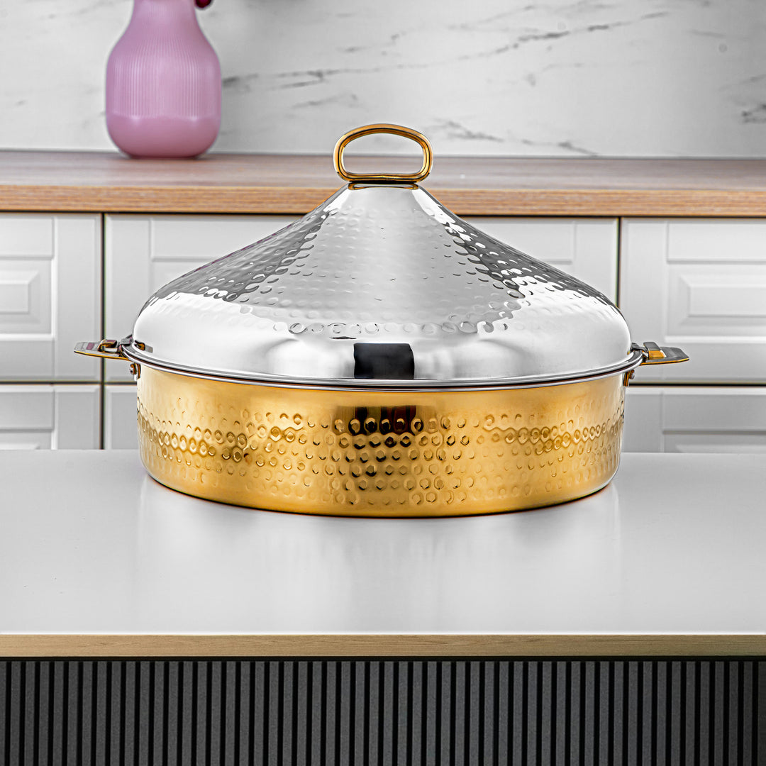 Almarjan 40 CM Abeer Collection Stainless Steel Hot Pot Silver & Gold - H24M20PG
