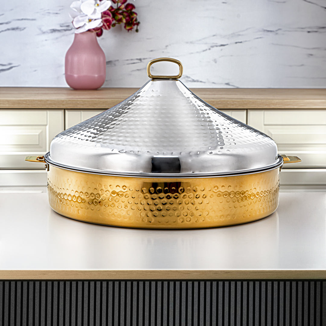 Almarjan 50 CM Abeer Collection Stainless Steel Hot Pot Silver & Gold - H24M20PG