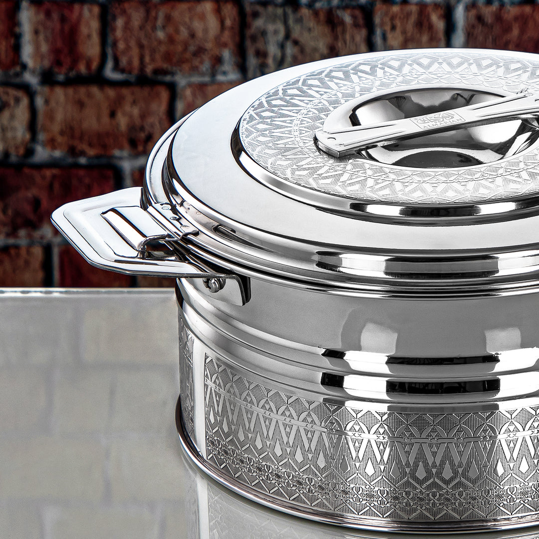 Almarjan 3000 ML Shaharzad Collection Stainless Steel Hot Pot Silver - H24E4