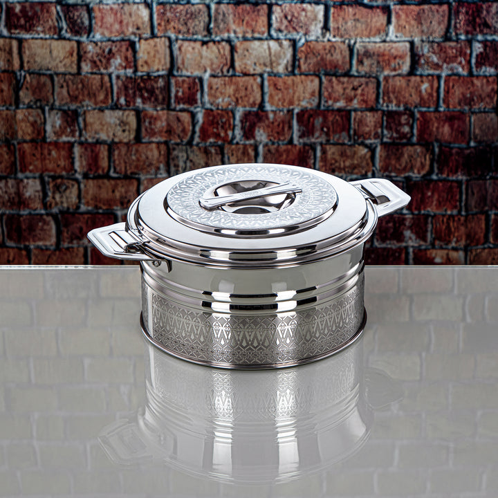 Almarjan 3000 ML Shaharzad Collection Stainless Steel Hot Pot Silver - H24E4