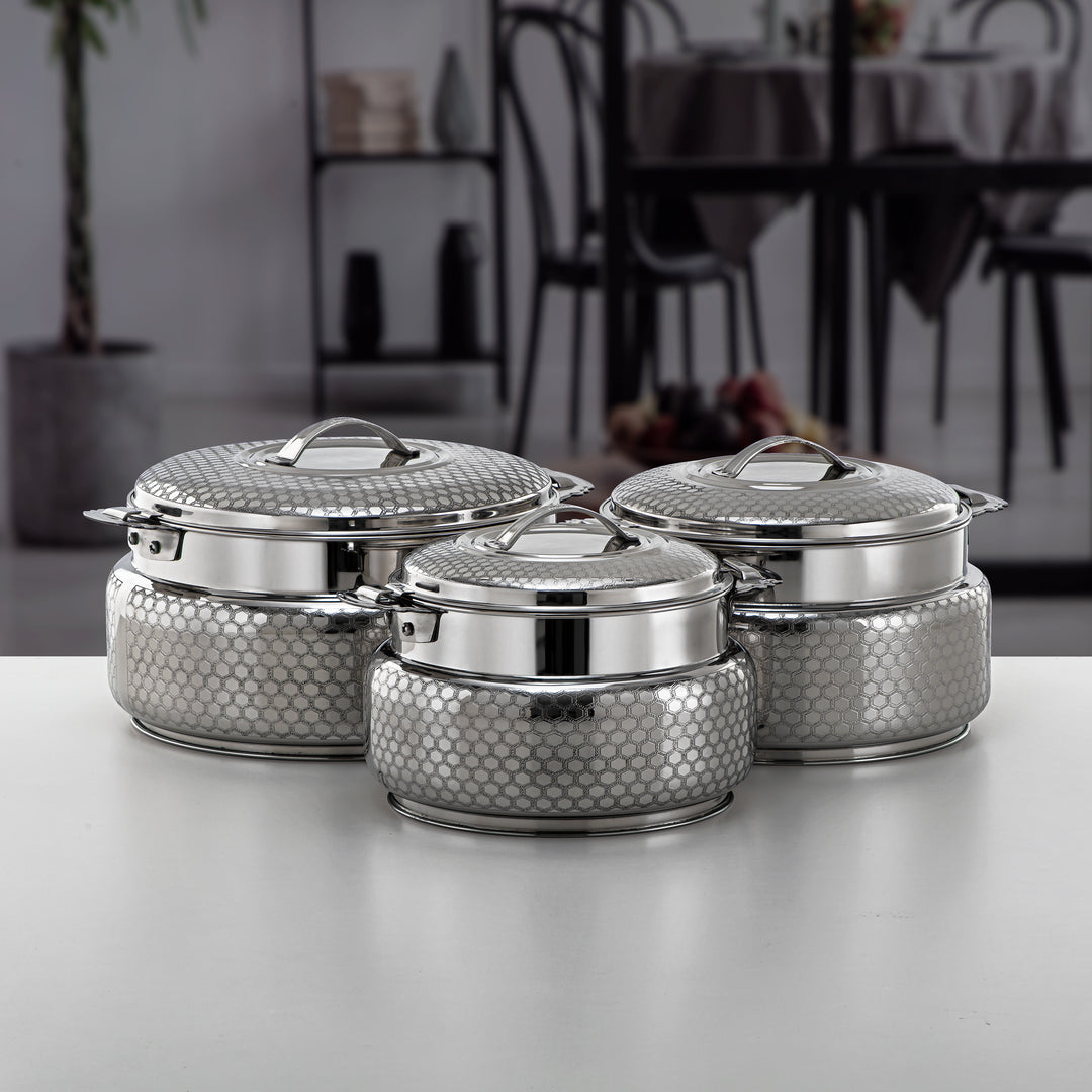 Almarjan 3 Pieces Darin Collection Stainless Steel Hot Pot Silver - H24E21