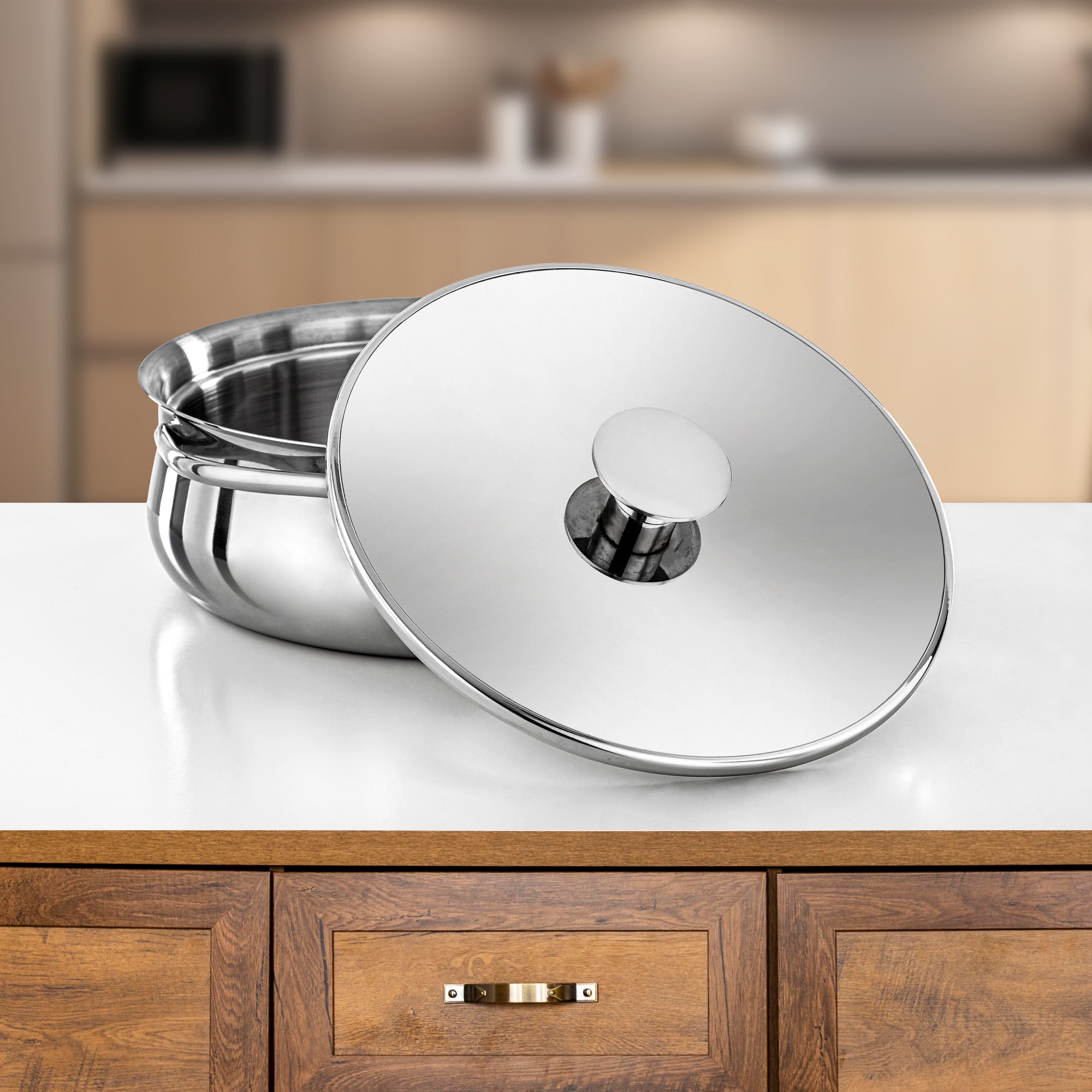 طقم حرارات المرجان ستانلس ستيل 25cm + 30cm + 35cm فضي (H25P15)