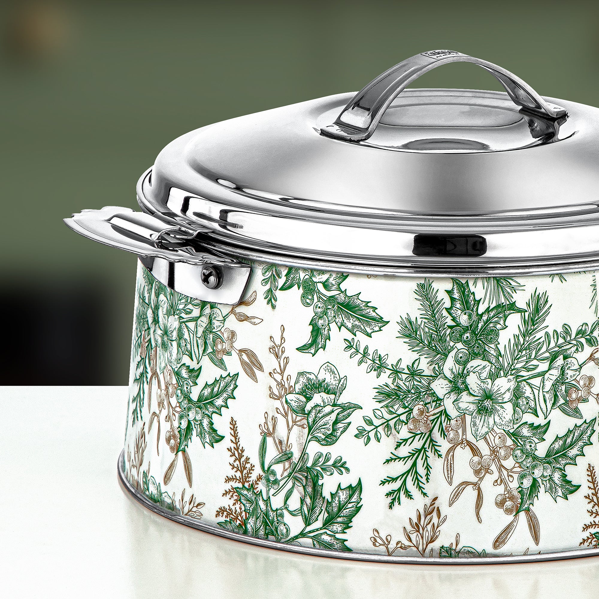 المرجان حرارات طقم ستانلس ستيل تصميم زهري 3000ml + 4000ml + 6000ml (H25SHF3) – مجموعة فنون | تقديم أنيق لرمضان والتجمعات