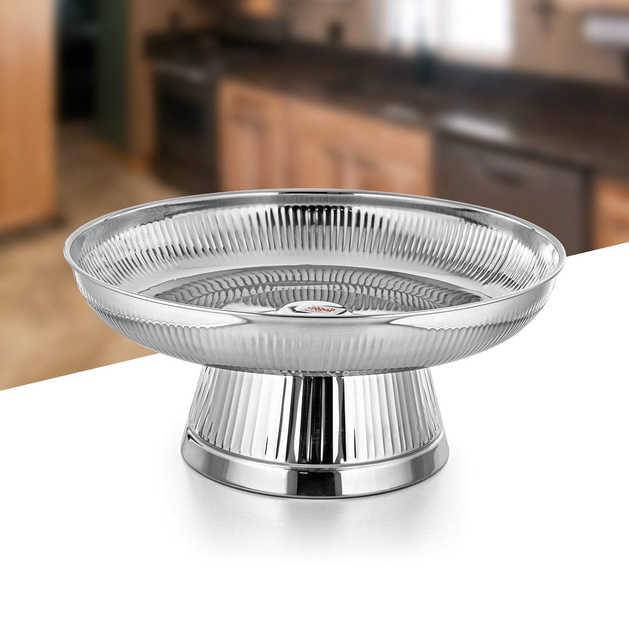 Almarjan Bread Tray with Stand 45cm Silver