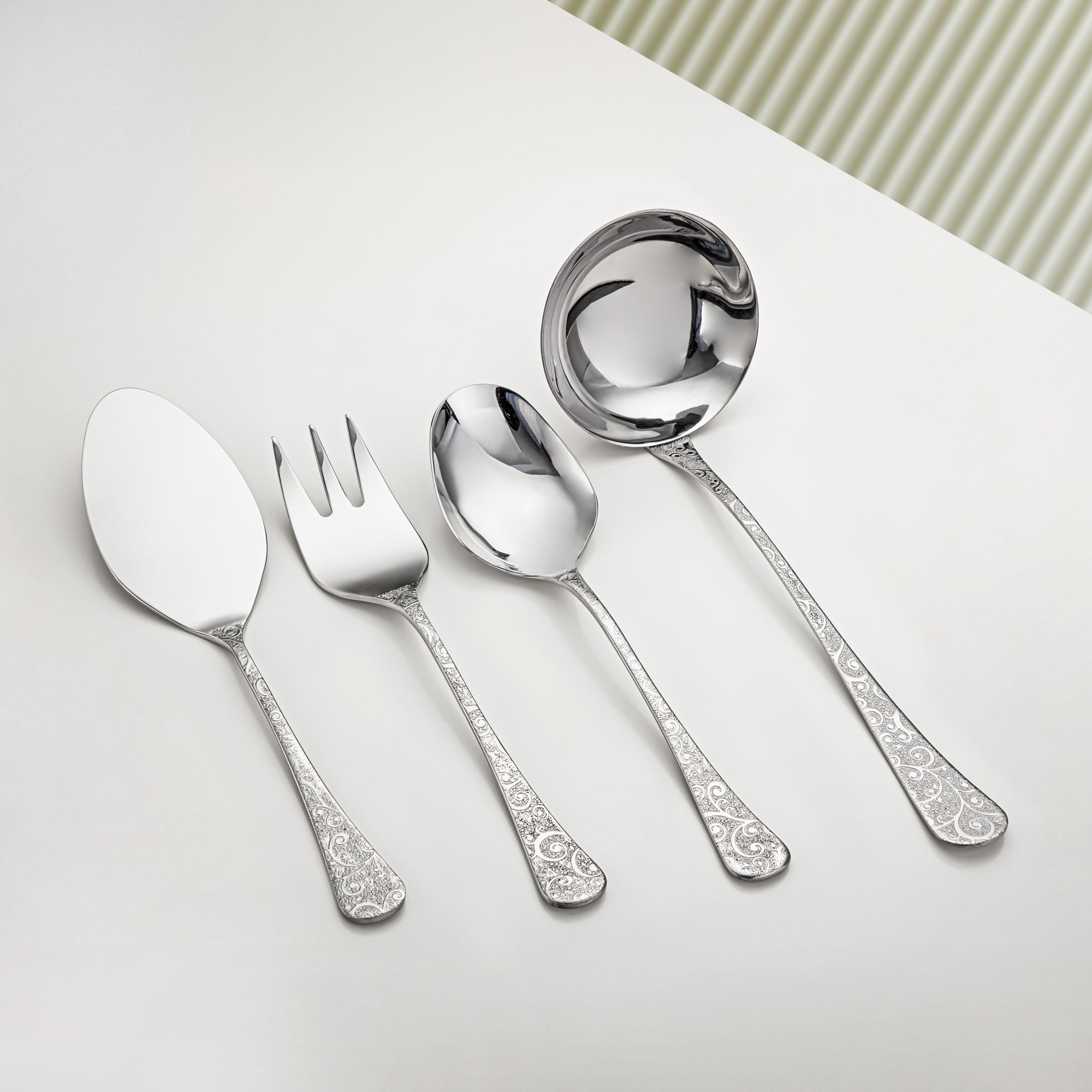 Almarjan 78 Pieces Tahiti Collection Stainless Steel Cutlery Set Silver - STS2051277
