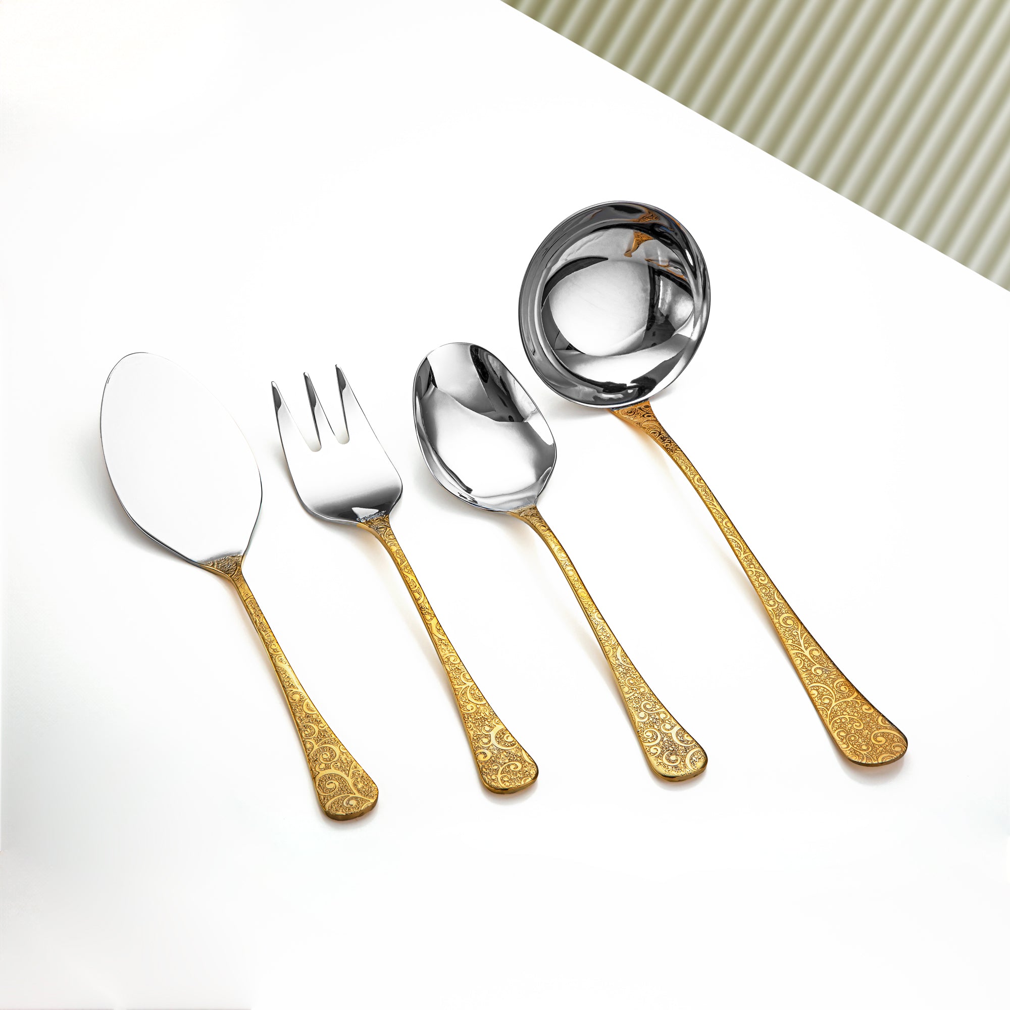 Almarjan 78 Pieces Tahiti Collection Stainless Steel Cutlery Set Silver & Gold - STS2051276