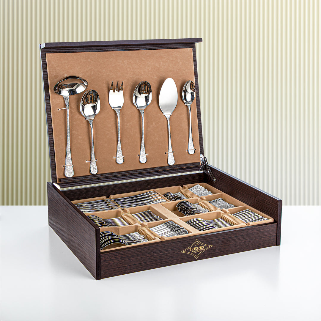Almarjan 78 Pieces Tahiti Collection Stainless Steel Cutlery Set Silver - STS2051277