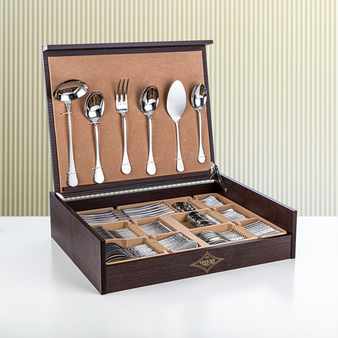 Almarjan 78 Pieces Pedra Collection Stainless Steel Cutlery Set Silver - STS2051279