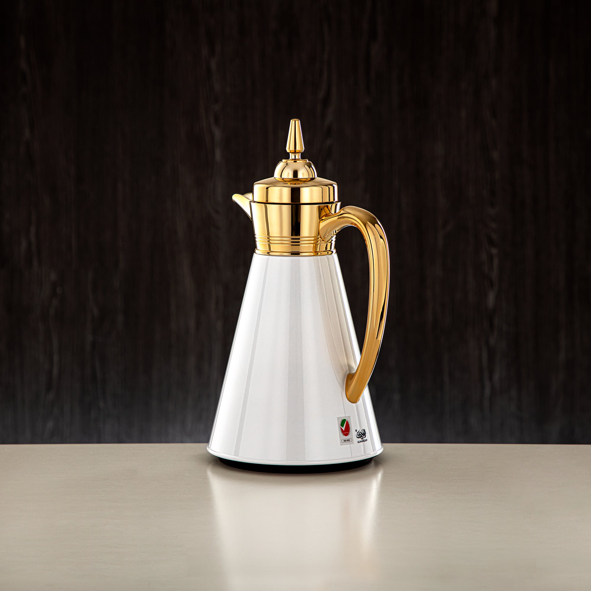 Almarjan Vacuum Flask Set, 0.7L + 1L, White & Gold (UBC-A0700/B1000 Q1ZC95) - Ramadan Serveware