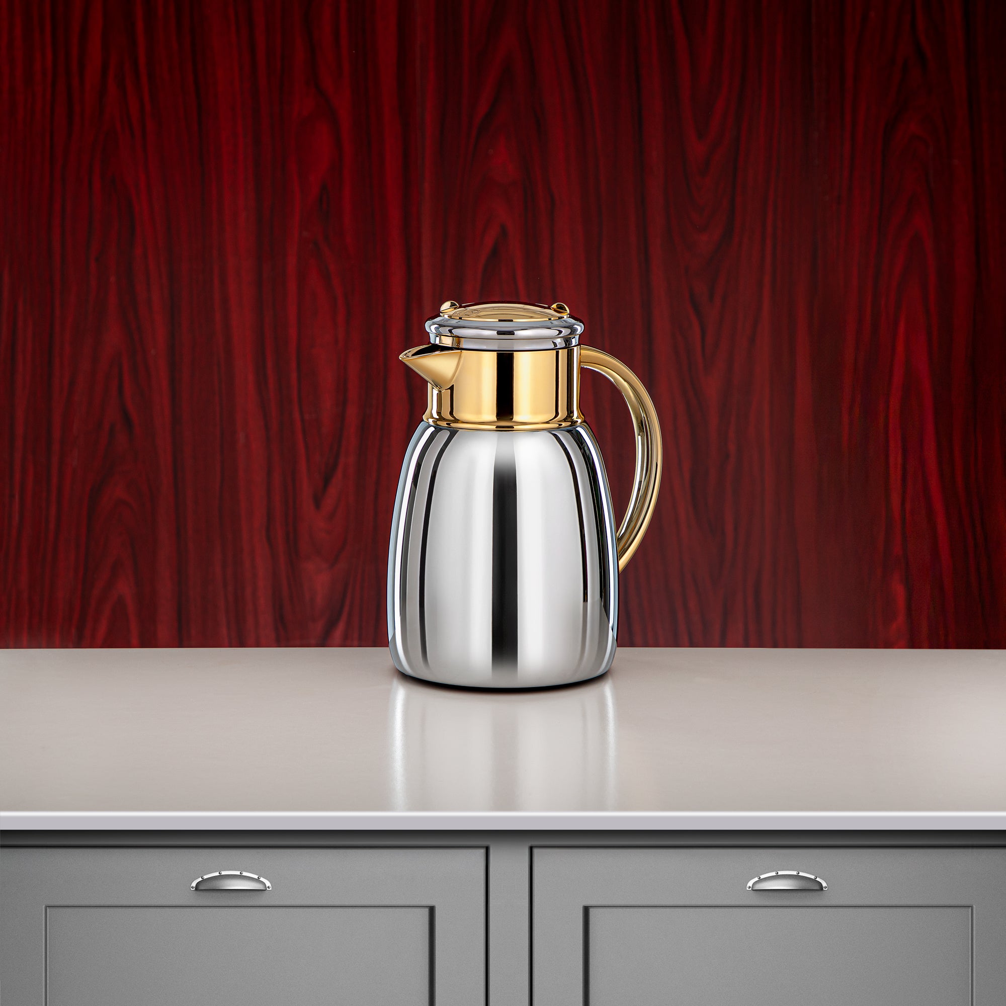 Almarjan Vacuum Flask Set, 0.35L + 0.65L + 1L, Silver & Gold (ULC-0350/0650/1000 CC95) - For Every Occasion