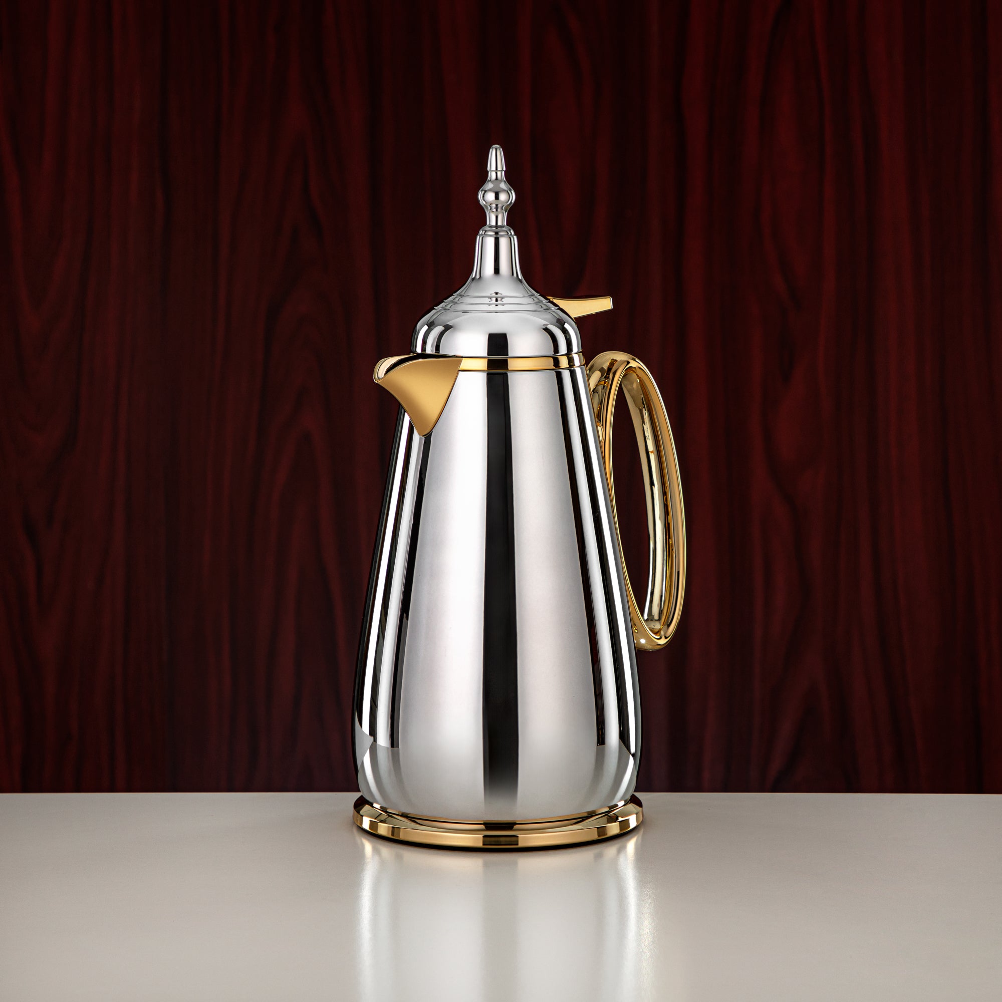 ألمرجان طقم ترامس زر ضغط ABS فضي وذهبي 0.7 لتر + 1 لتر (UOP-A0700/B1000CC95) - كلاسيكي ترمس