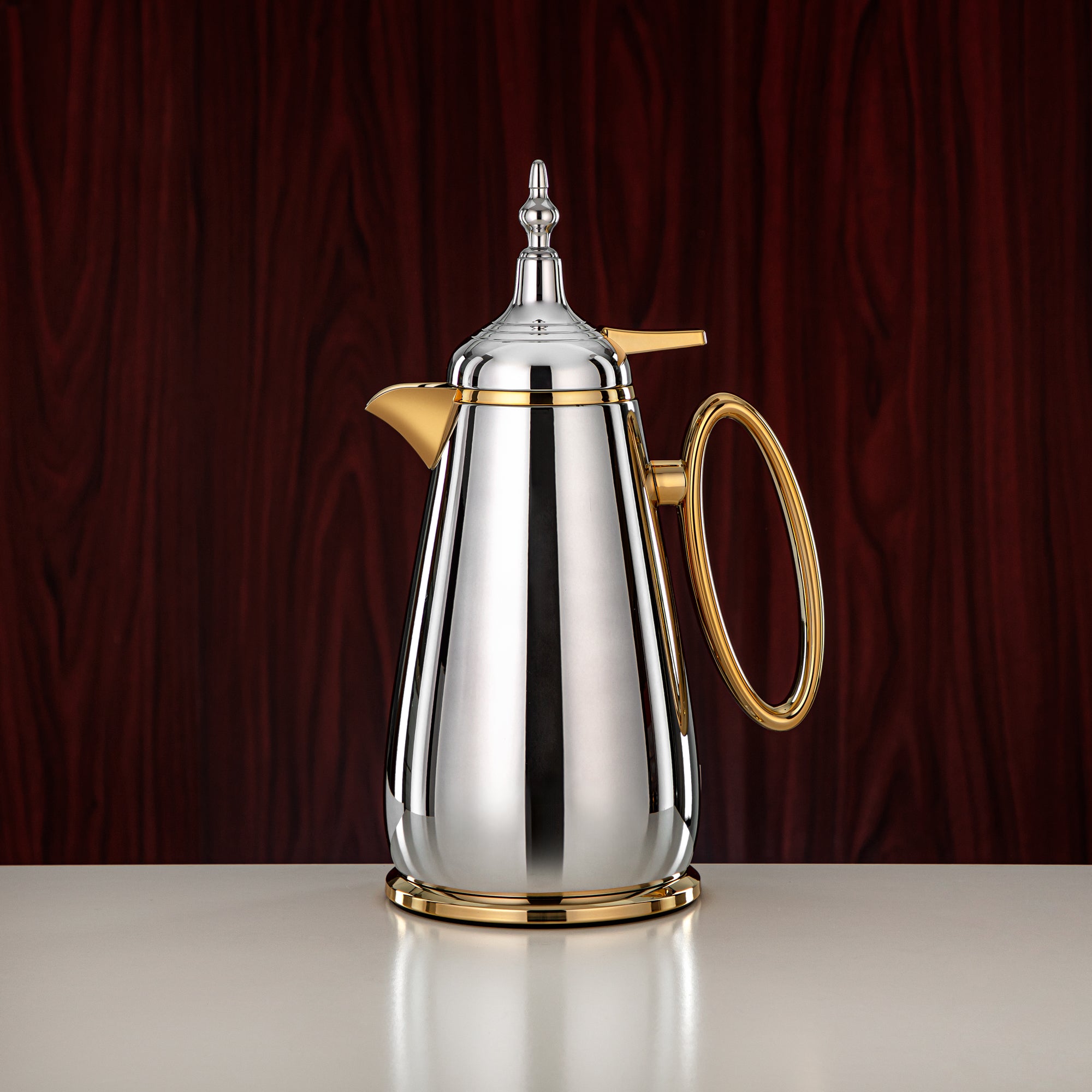 ألمرجان طقم ترامس زر ضغط ABS فضي وذهبي 0.7 لتر + 1 لتر (UOP-A0700/B1000CC95) - كلاسيكي ترمس