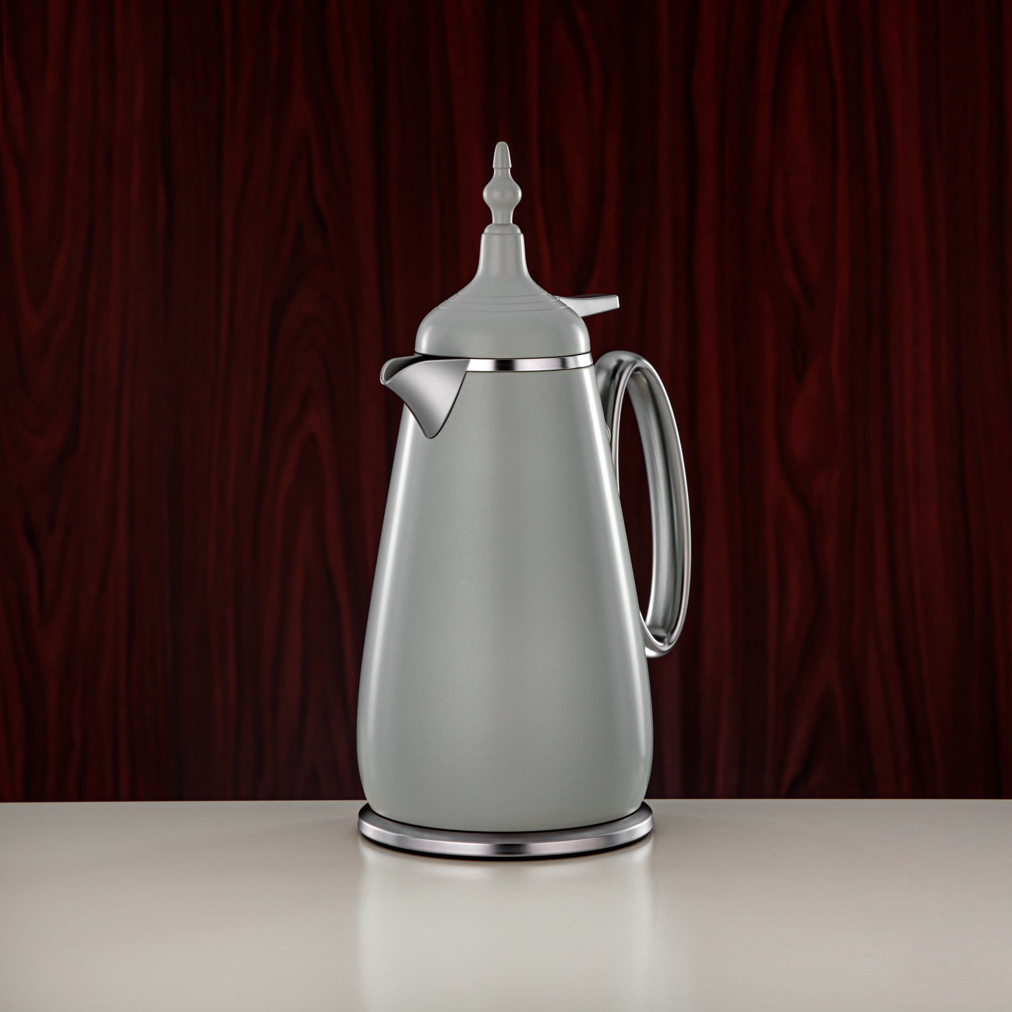 Almarjan Vacuum Flask Set Push Button ABS Matt Grey & Matt Silver 0.7L + 1L (UOP-A0700/B1000Q265YZE23) - Classic Vacuum Flask