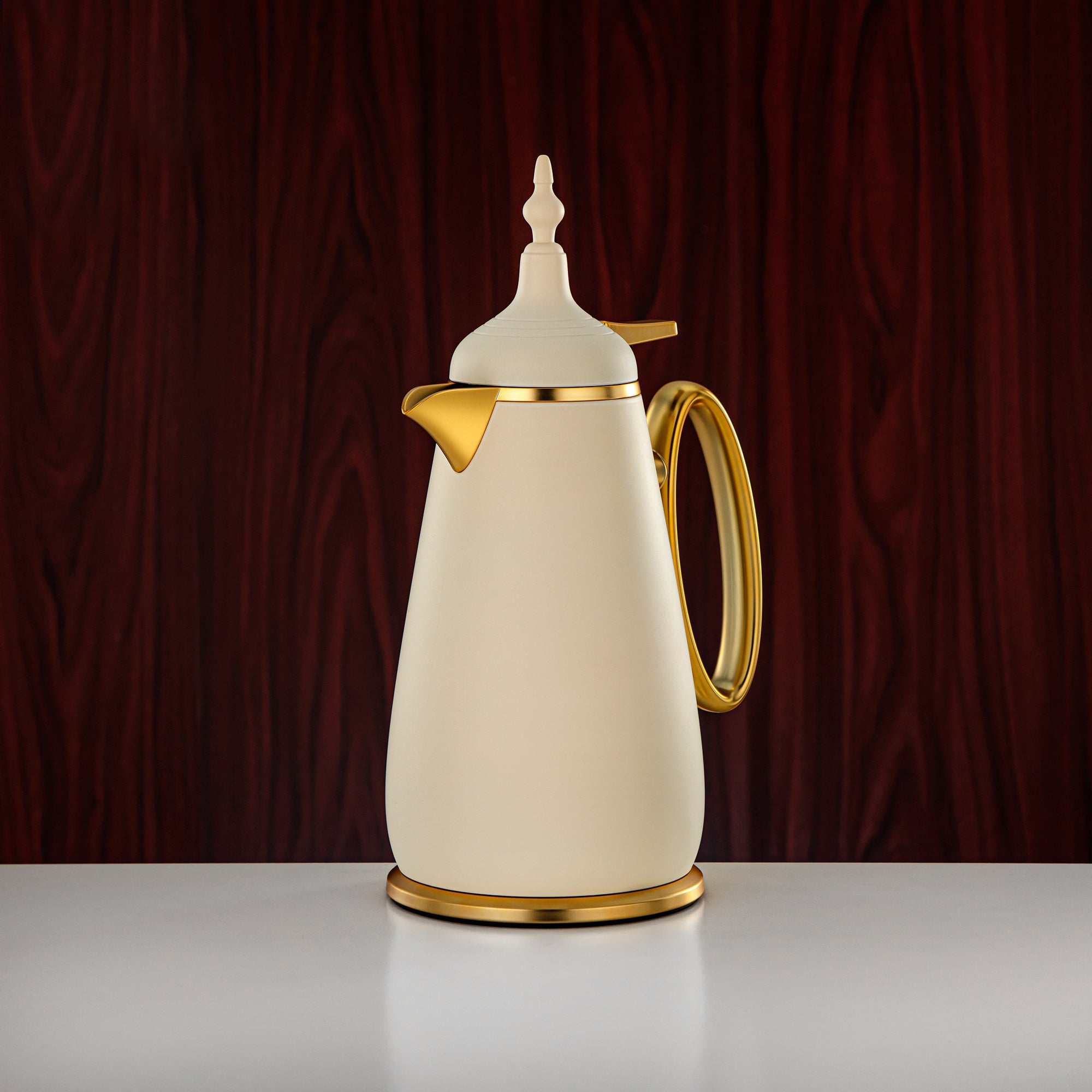 Almarjan Vacuum Flask Set Push Button ABS Matt Beige & Matt Gold 0.7L + 1L (UOP-A0700/B1000Q305YE22) - Classic Vacuum Flask