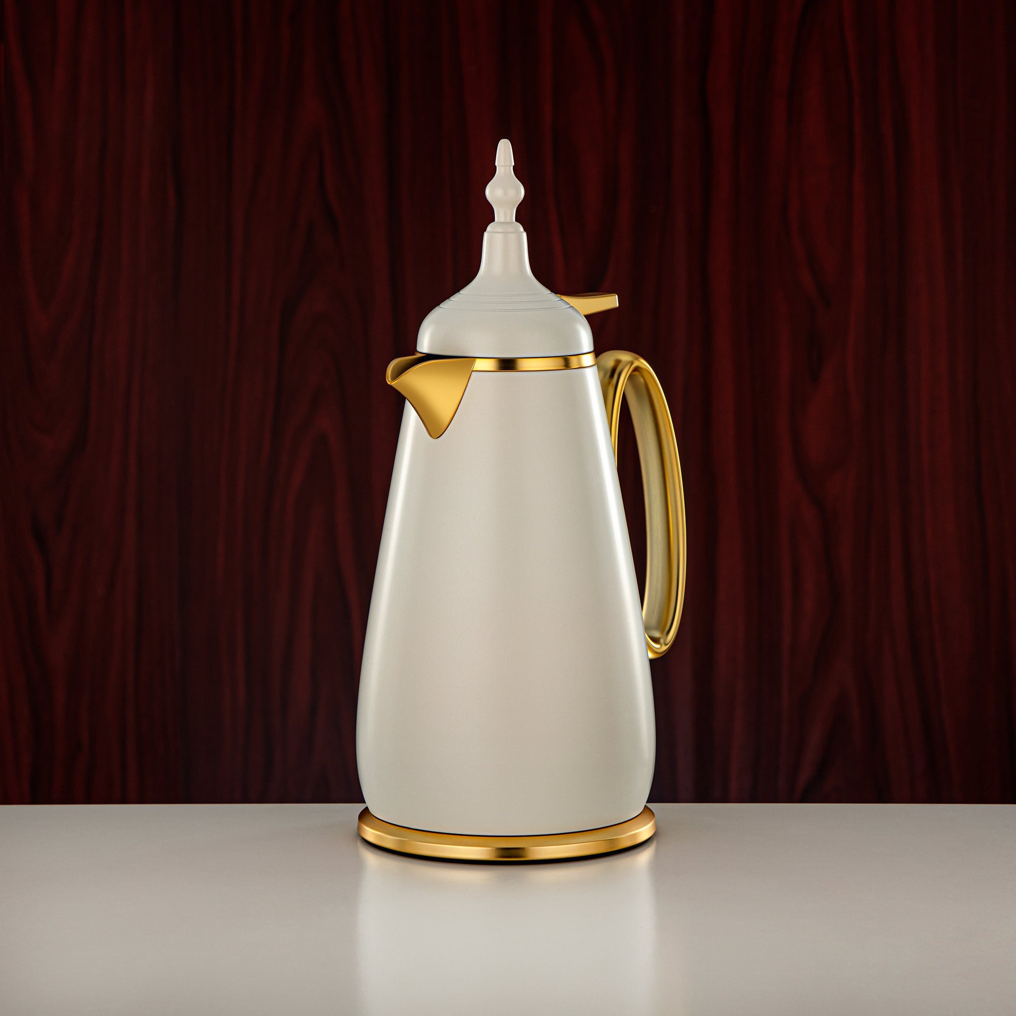 ألمرجان طقم ترامس زر ضغط ABS أبيض مطفي وذهبي مطفي 0.7 لتر + 1 لتر (UOP-A0700/B1000Q330YZE22) - كلاسيكي ترمس