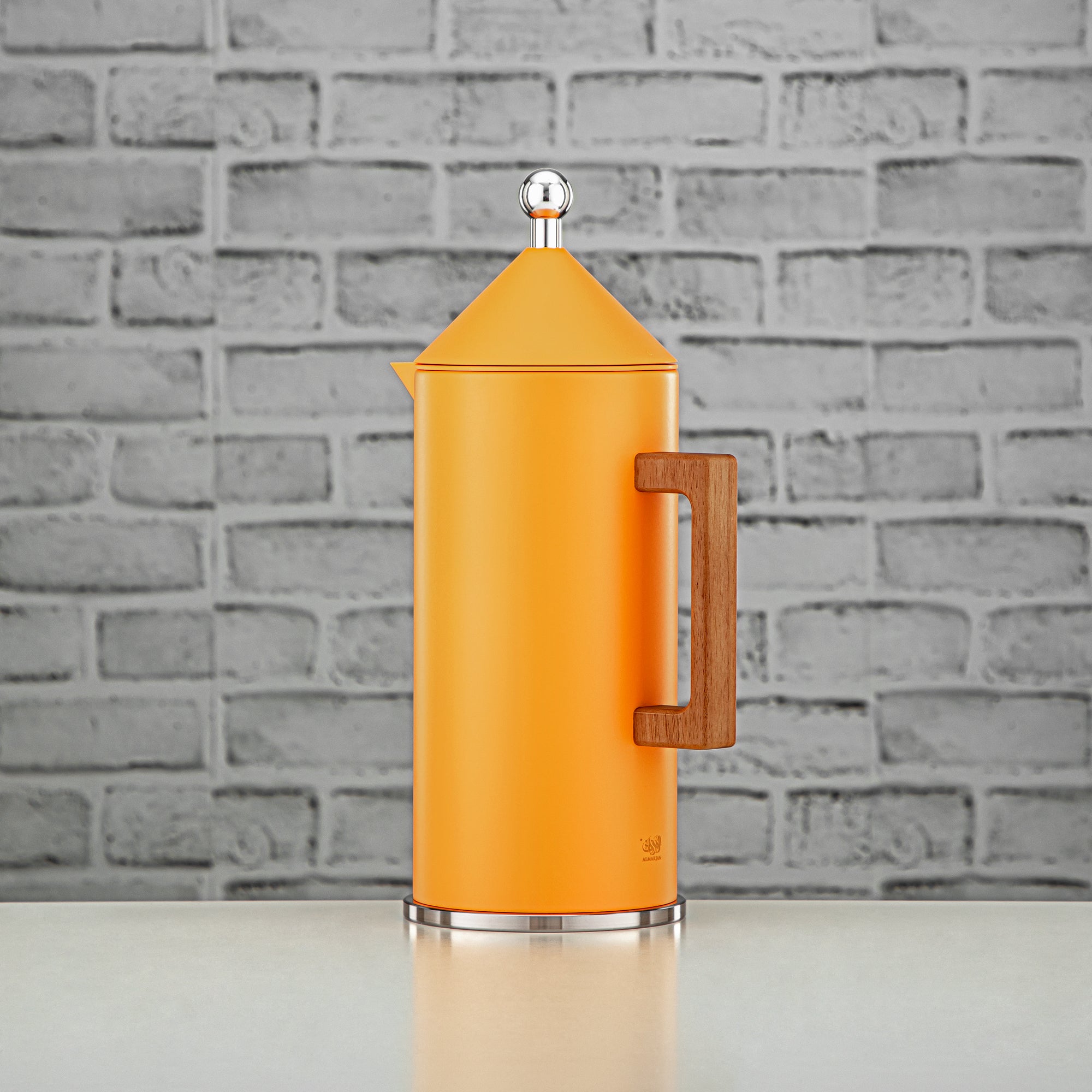 Almarjan Vacuum Flask Set Push Button 0.6L + 1L Yellow & Silver (VAF2950008) - Modern Vacuum Flask Set