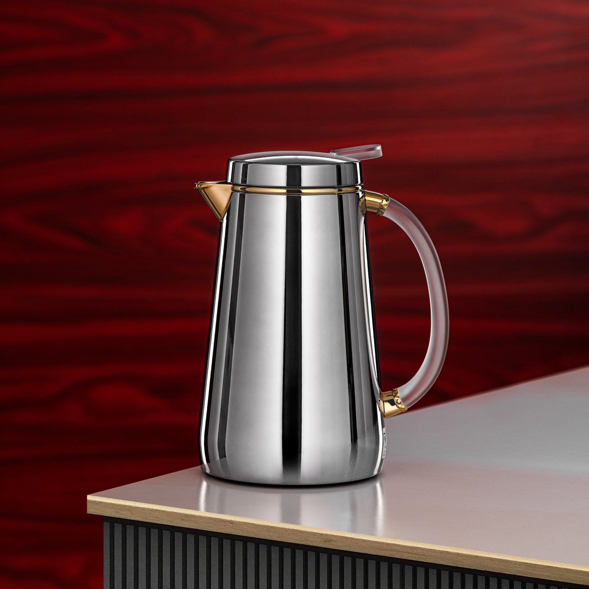 ترمس المرجان معدني 0.5 لتر فضي مع صنبور ذهبي ومقبض فروست (VOP-500 CC95Y15) – تقديم أنيق | رمضان و التجمعات