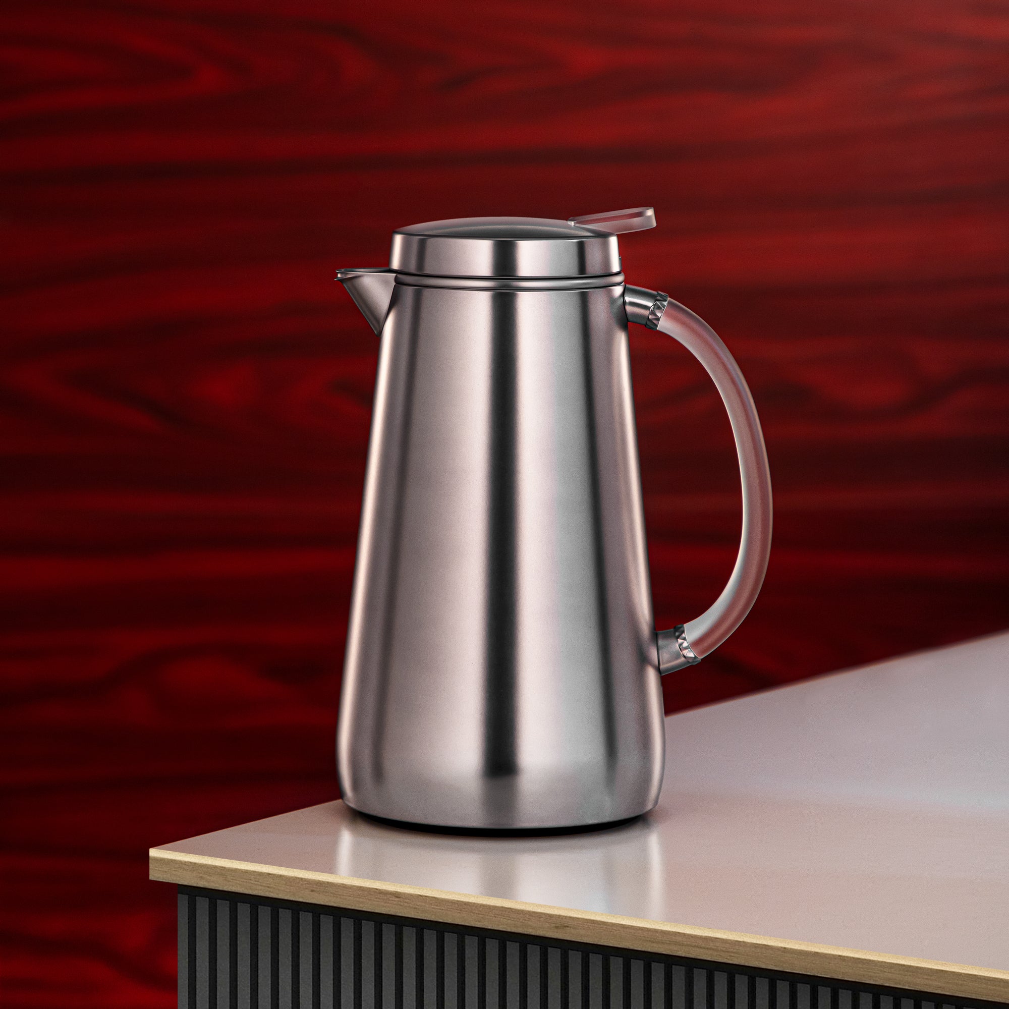 Almarjan Vacuum Flask Metal 0.7 Liter Matt Silver with Frost Handle (VOP-700 E23Y15) – Elegant Serving | Ramadan & Gatherings