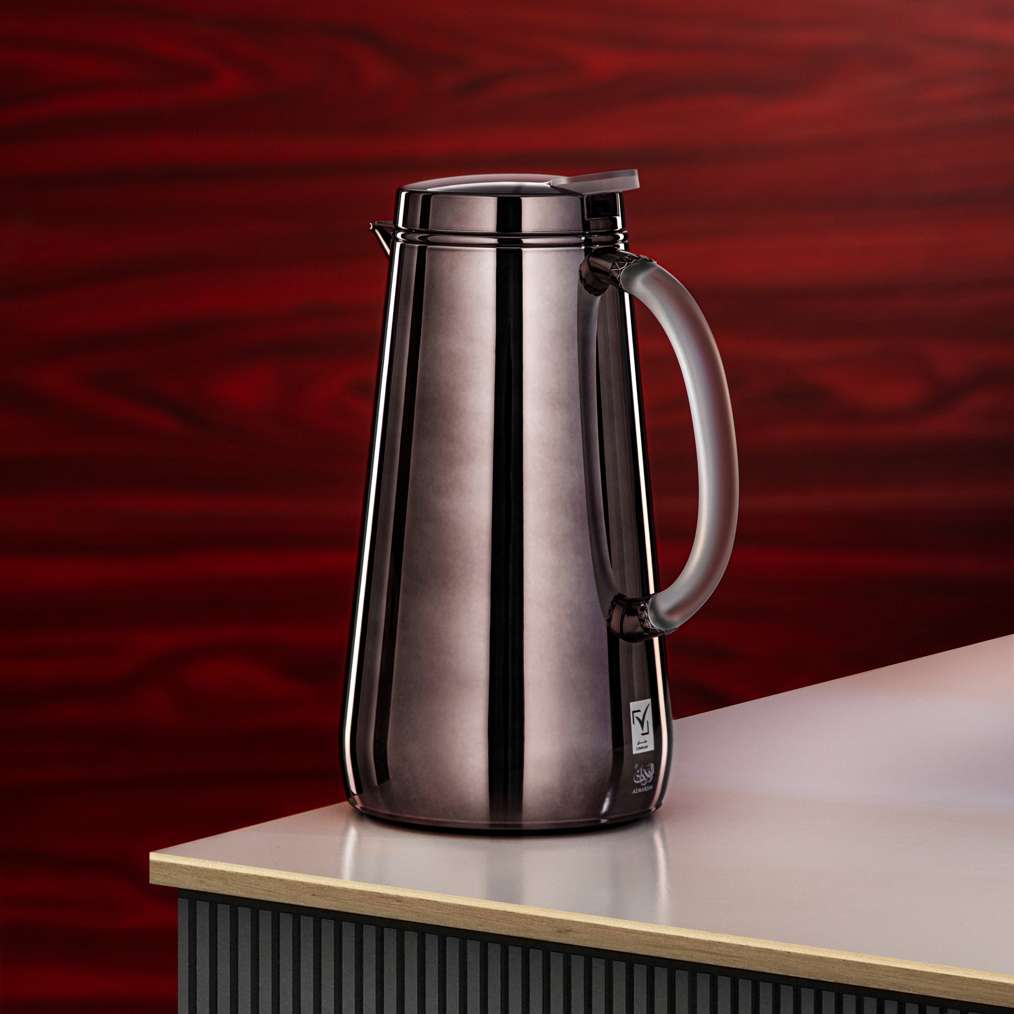 ترمس المرجان معدني 1 لتر أسود غامق بمقبض فروست (VOP-1000 E10Y15) – تقديم أنيق | رمضان و التجمعات