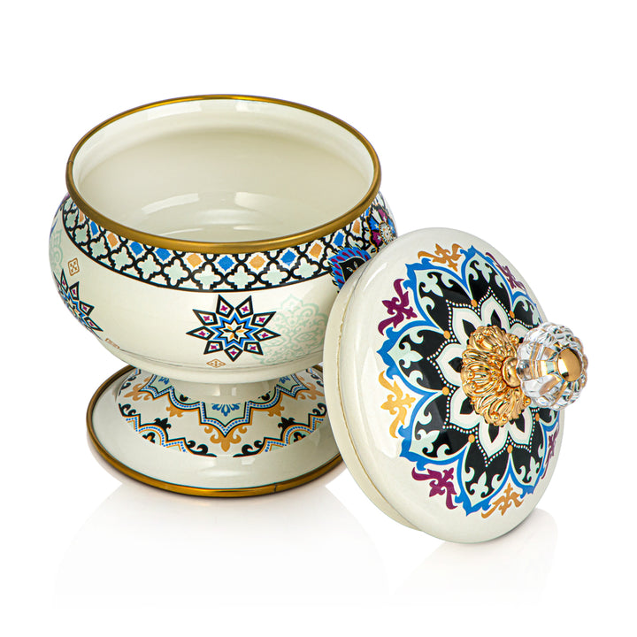 Almarjan 14 CM Tohfa Collection Enamel Sugar Bowl With Stand - 287421041
