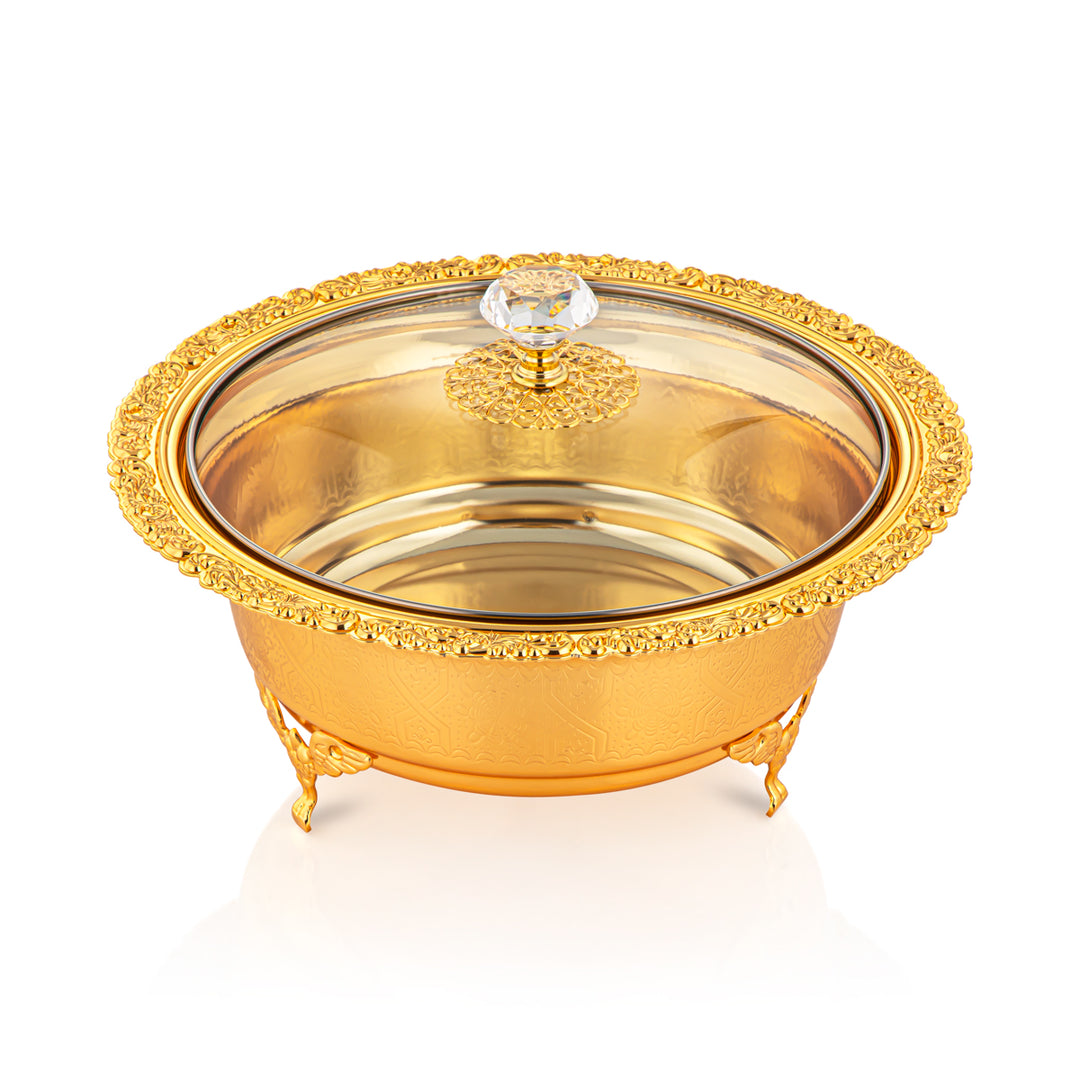 Almarjan 22 CM Date Bowl With Glass Cover Gold - 851-38 FGA