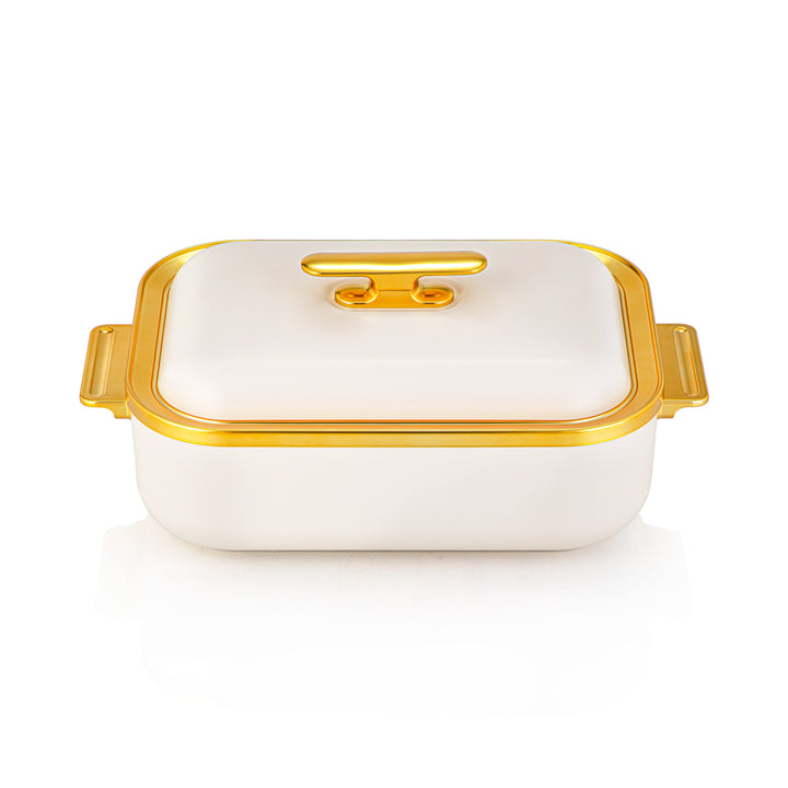 Almarjan 4 Liter Rectangle Plastic Hot Pot Beige & Gold - HP03-400 Beige Gold